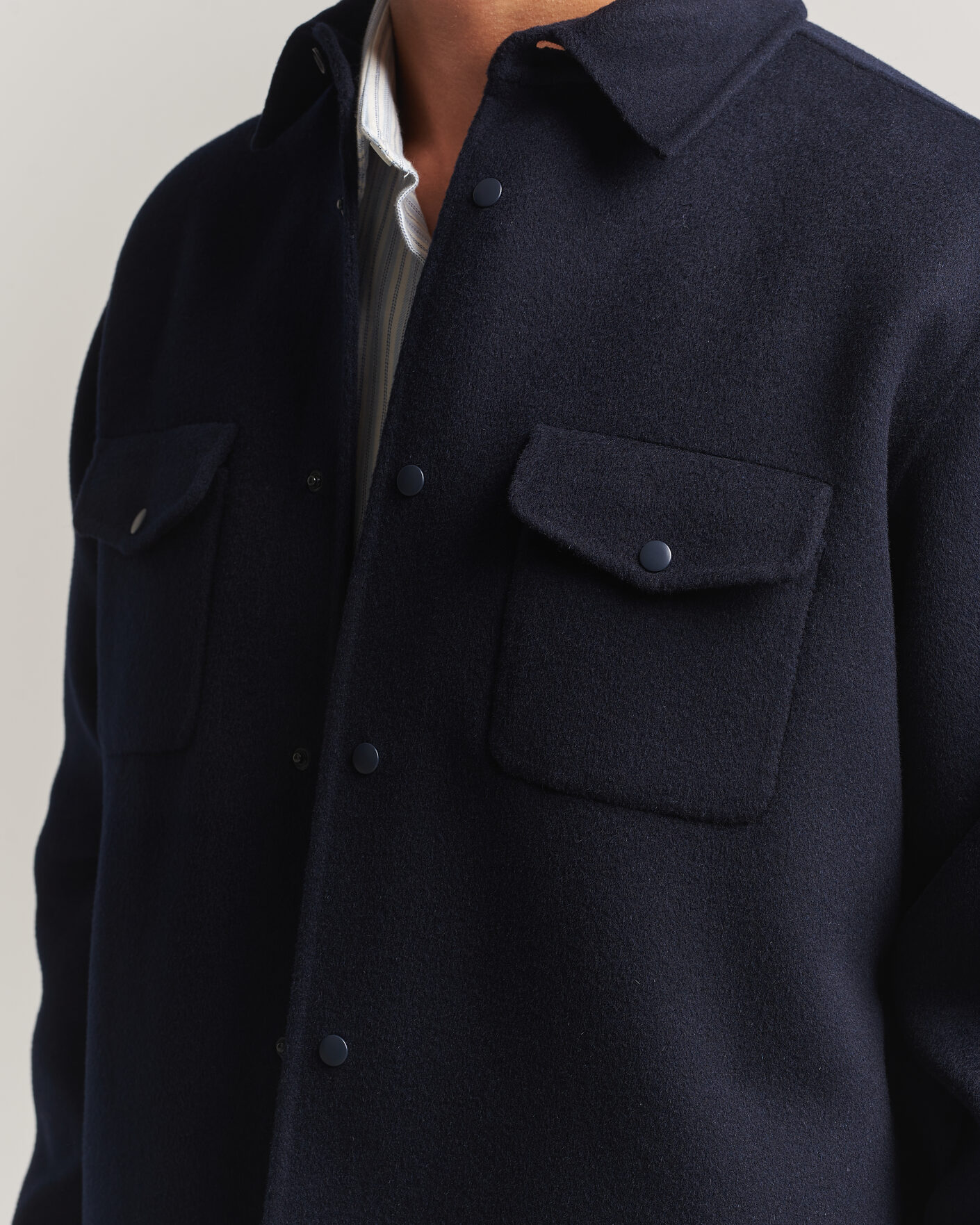 Men | Coats & Jackets | Aspesi | Double Wool Shirt Jacket Navy