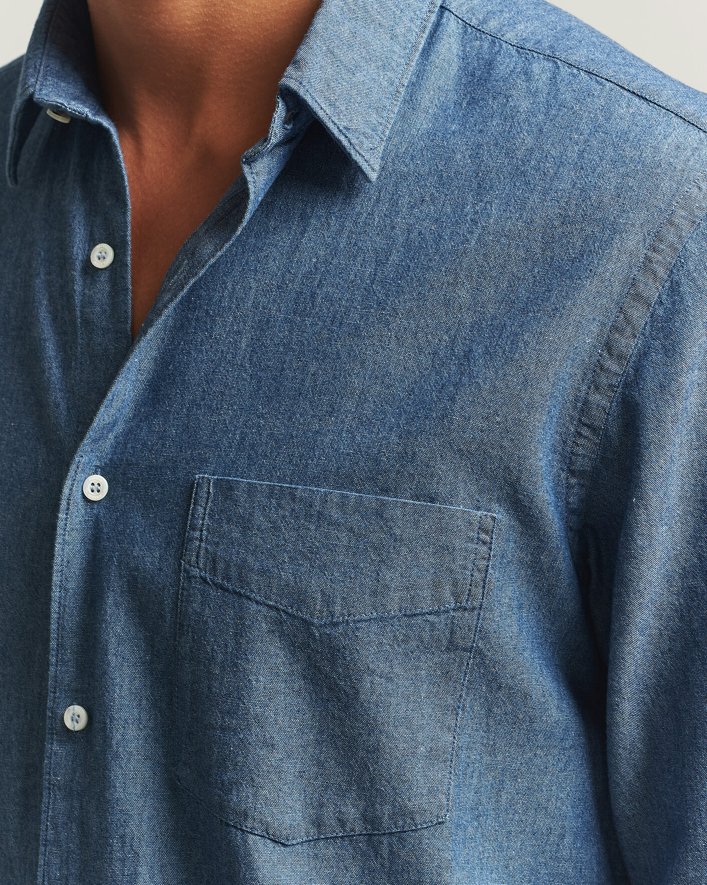 Men | Shirts | Aspesi | Chambray Shirt Blue Denim