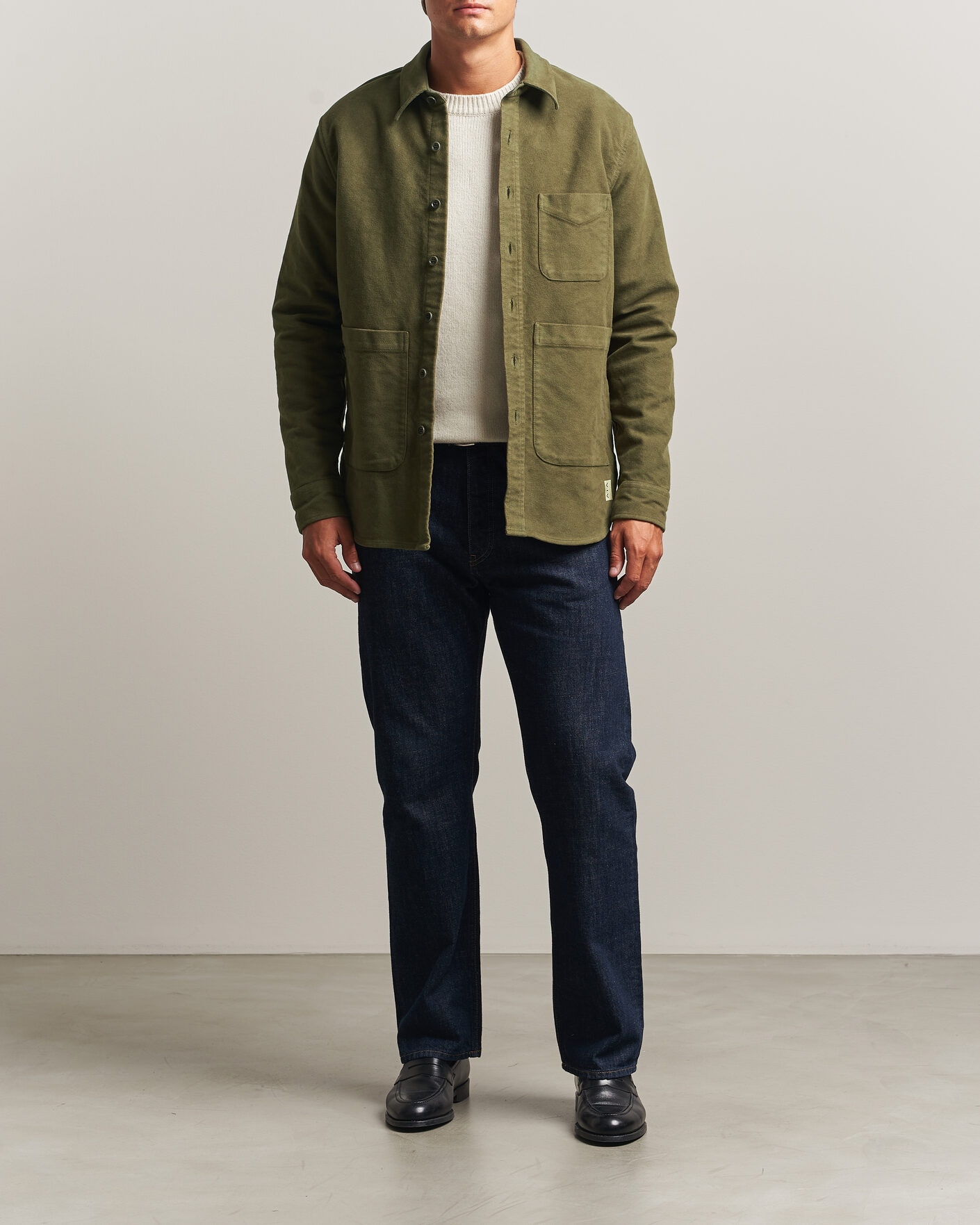 Men | Shirts | Aspesi | Moleskine Utility Shirt Military
