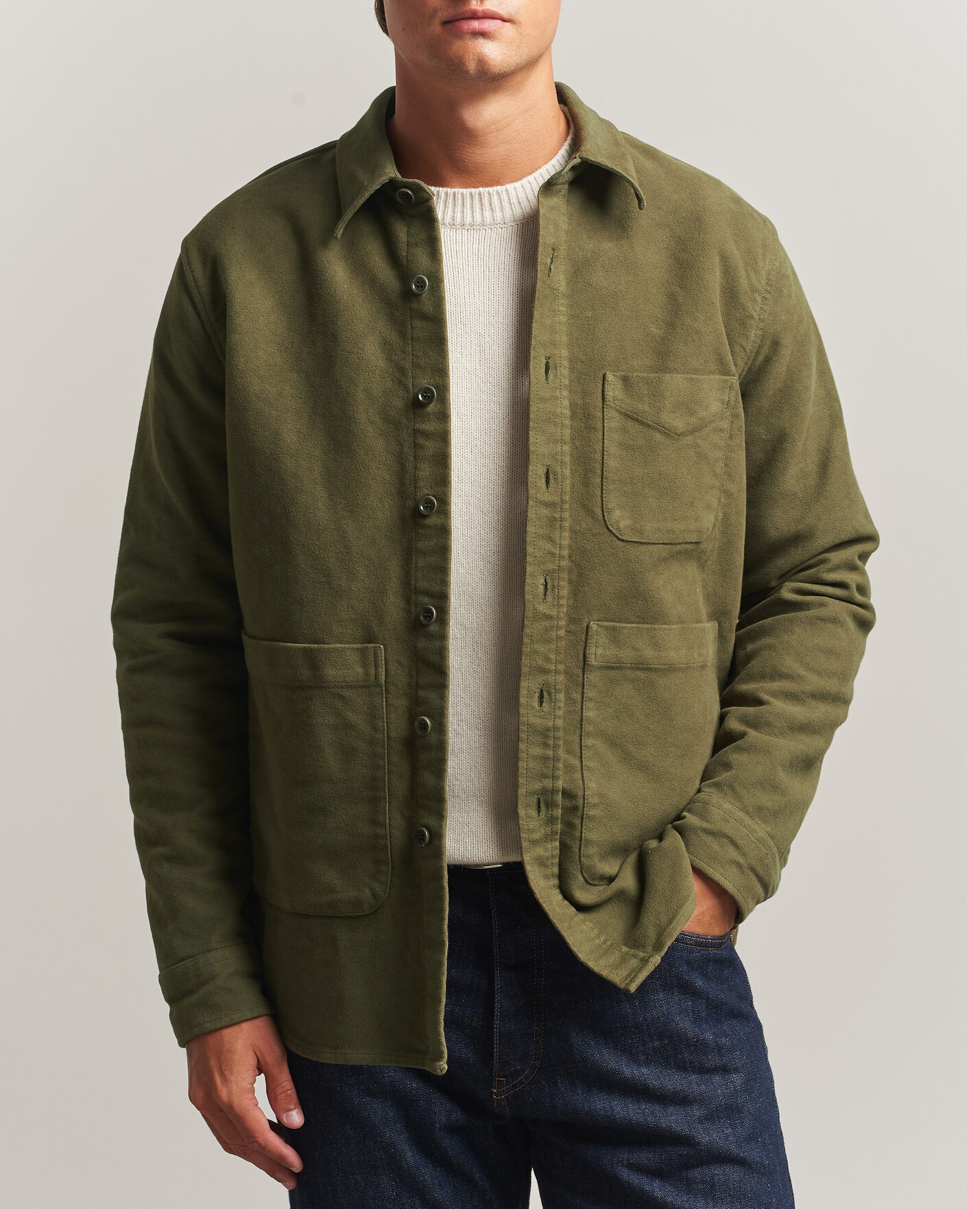 Men | Shirts | Aspesi | Moleskine Utility Shirt Military