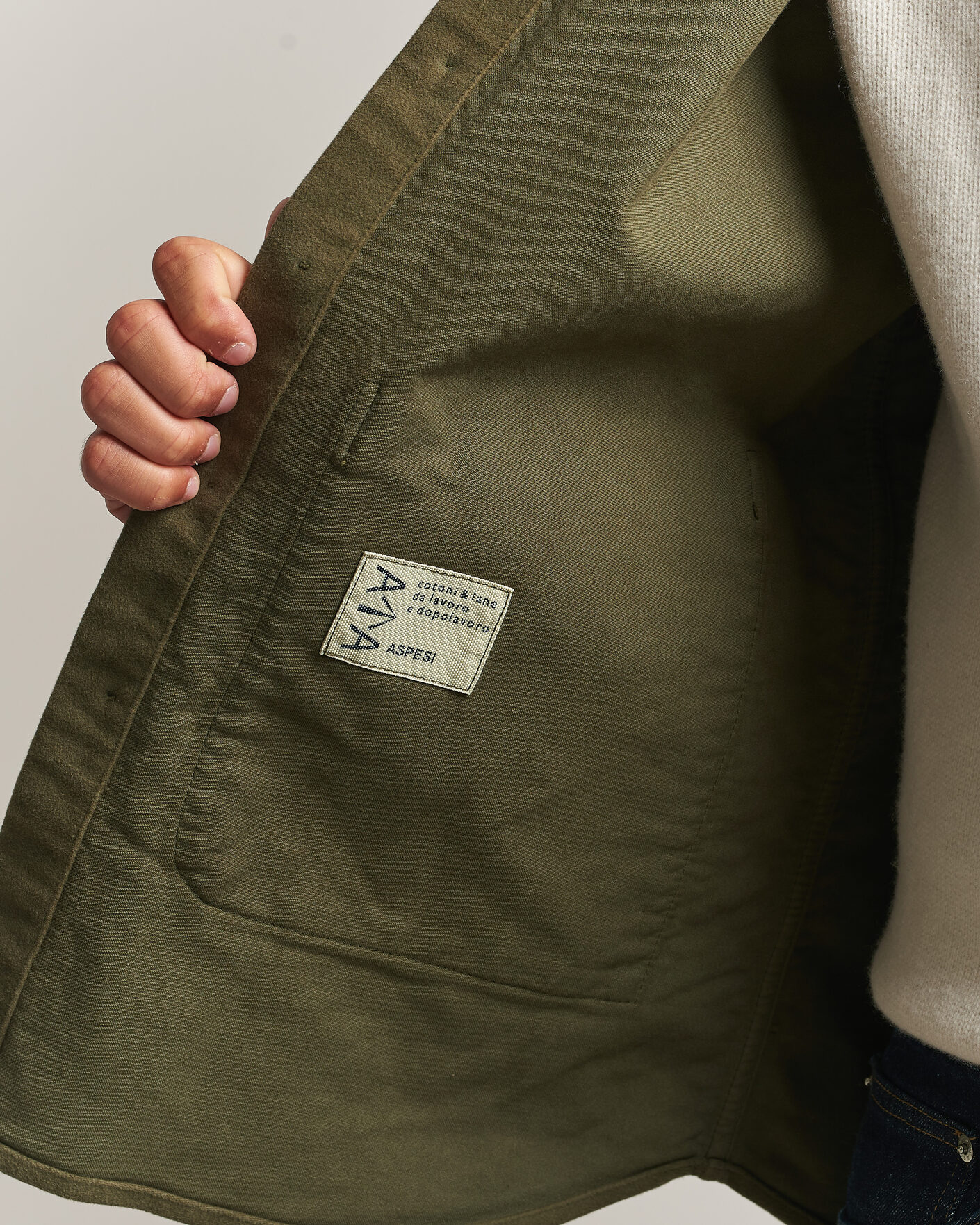 Men | Shirts | Aspesi | Moleskine Utility Shirt Military