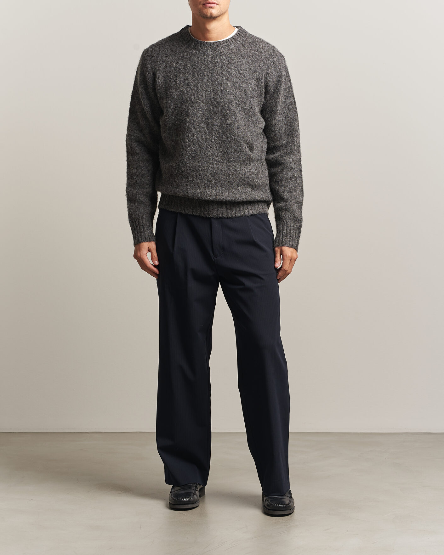 Men | Sweaters & Knitwear | Aspesi | Brushed Shetland Sweater Grey Melange