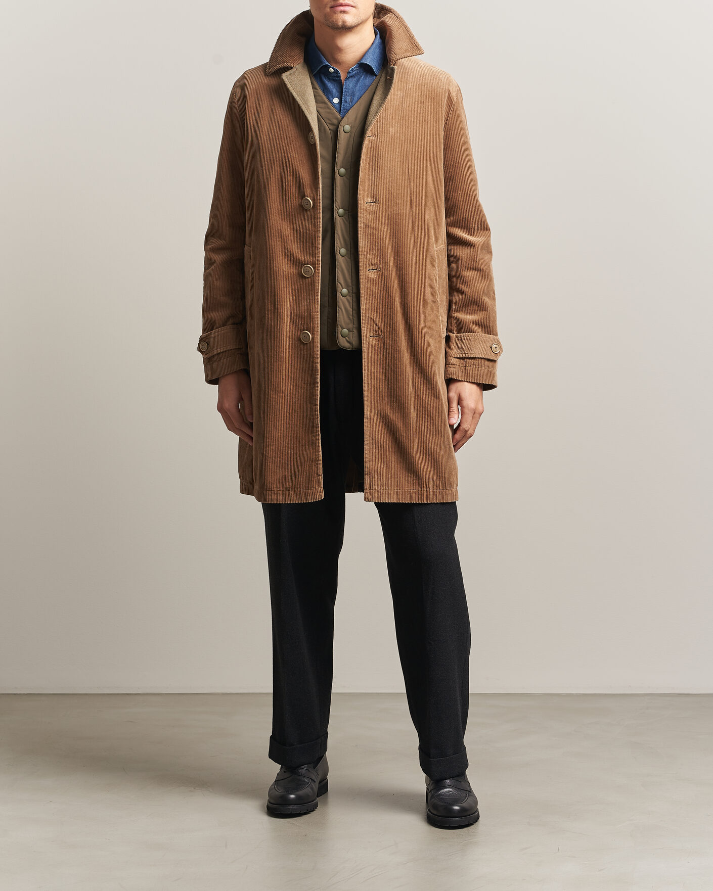 Men | Coats & Jackets | Aspesi | Corduroy Raglan Coat Beige