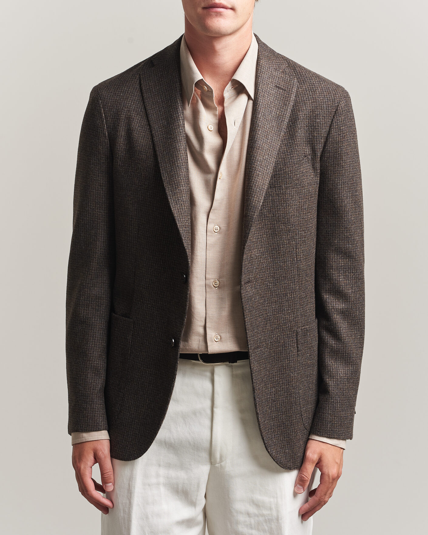 Men | Blazers | Boglioli | K Jacket Wool Houndstooth Blazer Dark Brown
