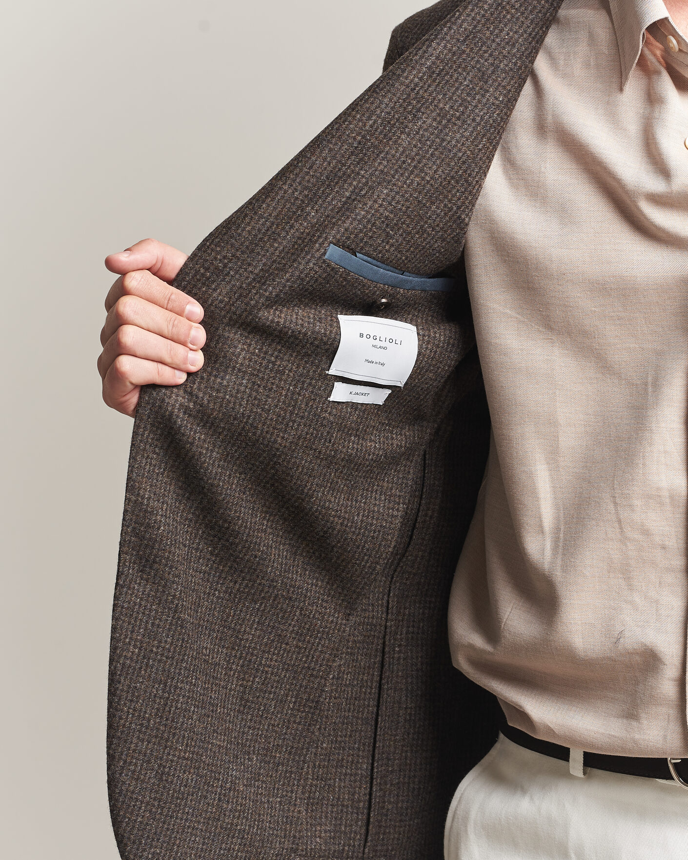 Men | Blazers | Boglioli | K Jacket Wool Houndstooth Blazer Dark Brown