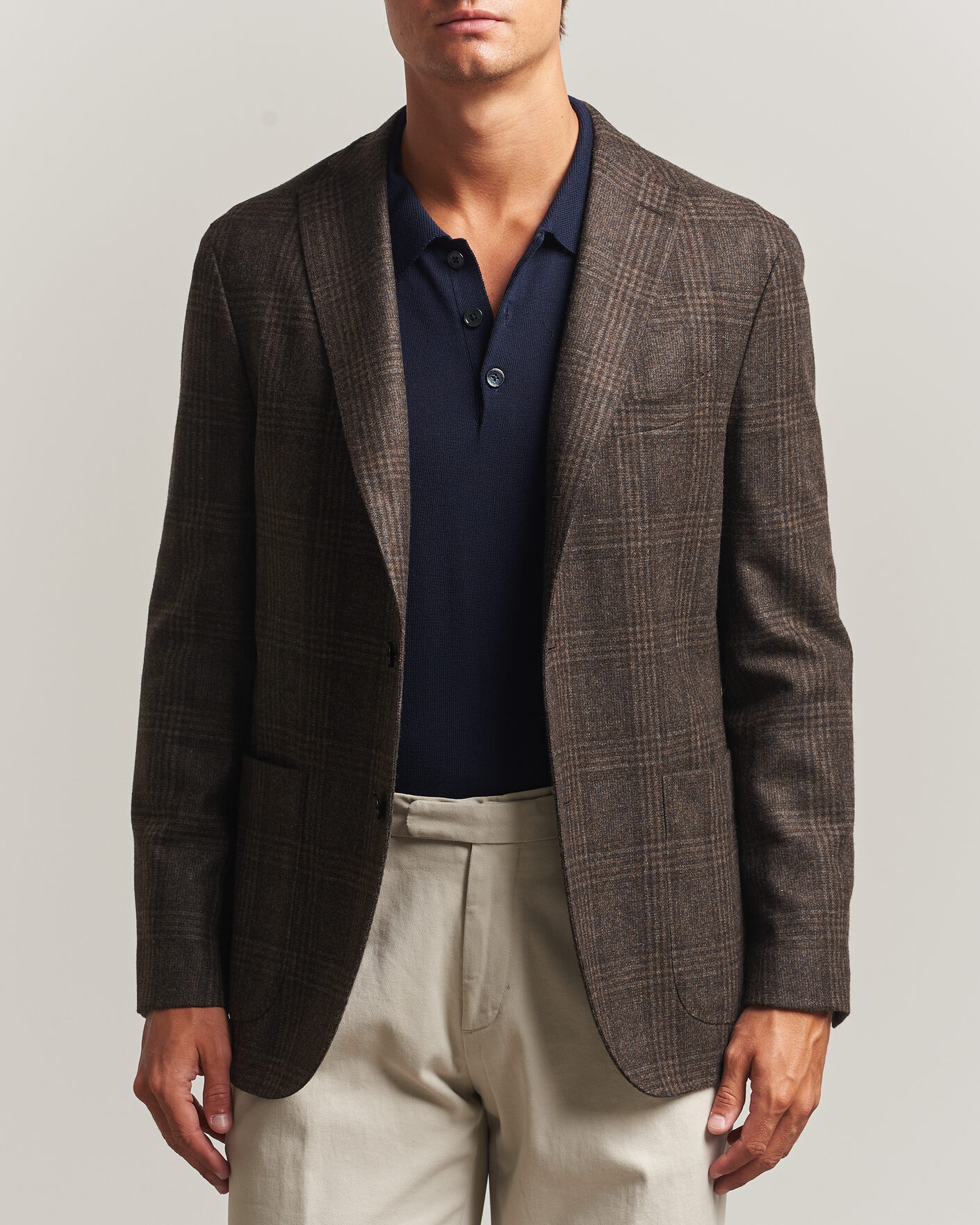 Boglioli K Jacket Wool Check Blazer Dark Brown at CareOfCarl.com