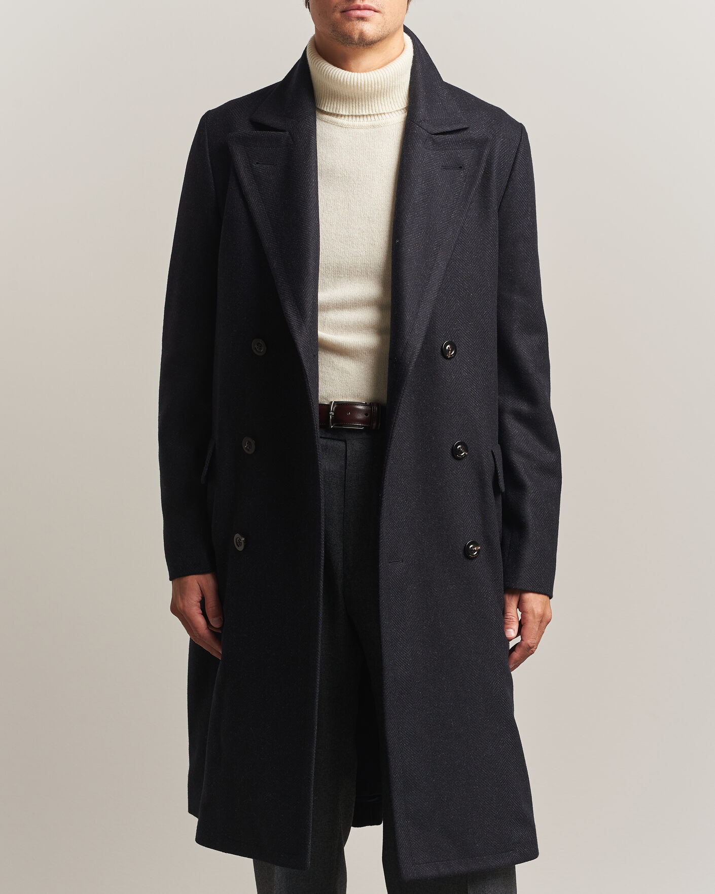 Men | Coats & Jackets | Boglioli | Double Breasted Wool Coat Navy