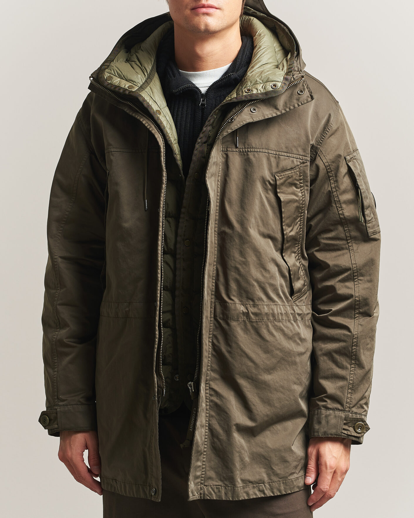 Men | Coats & Jackets | C.P. Company | Micro Kei 2 in 1 Nylon Parka Olive