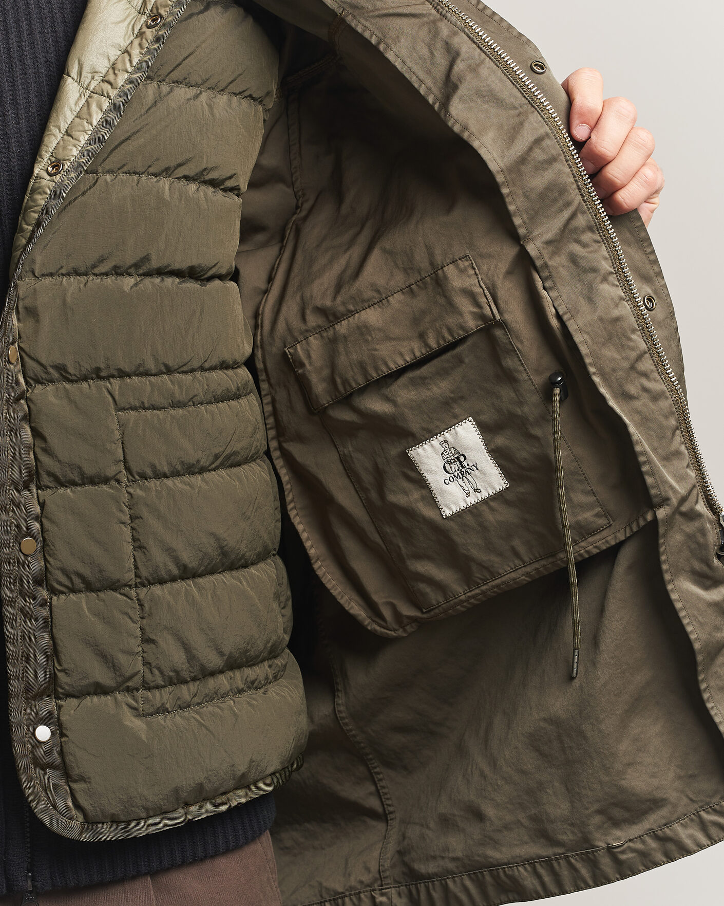 Men | Coats & Jackets | C.P. Company | Micro Kei 2 in 1 Nylon Parka Olive