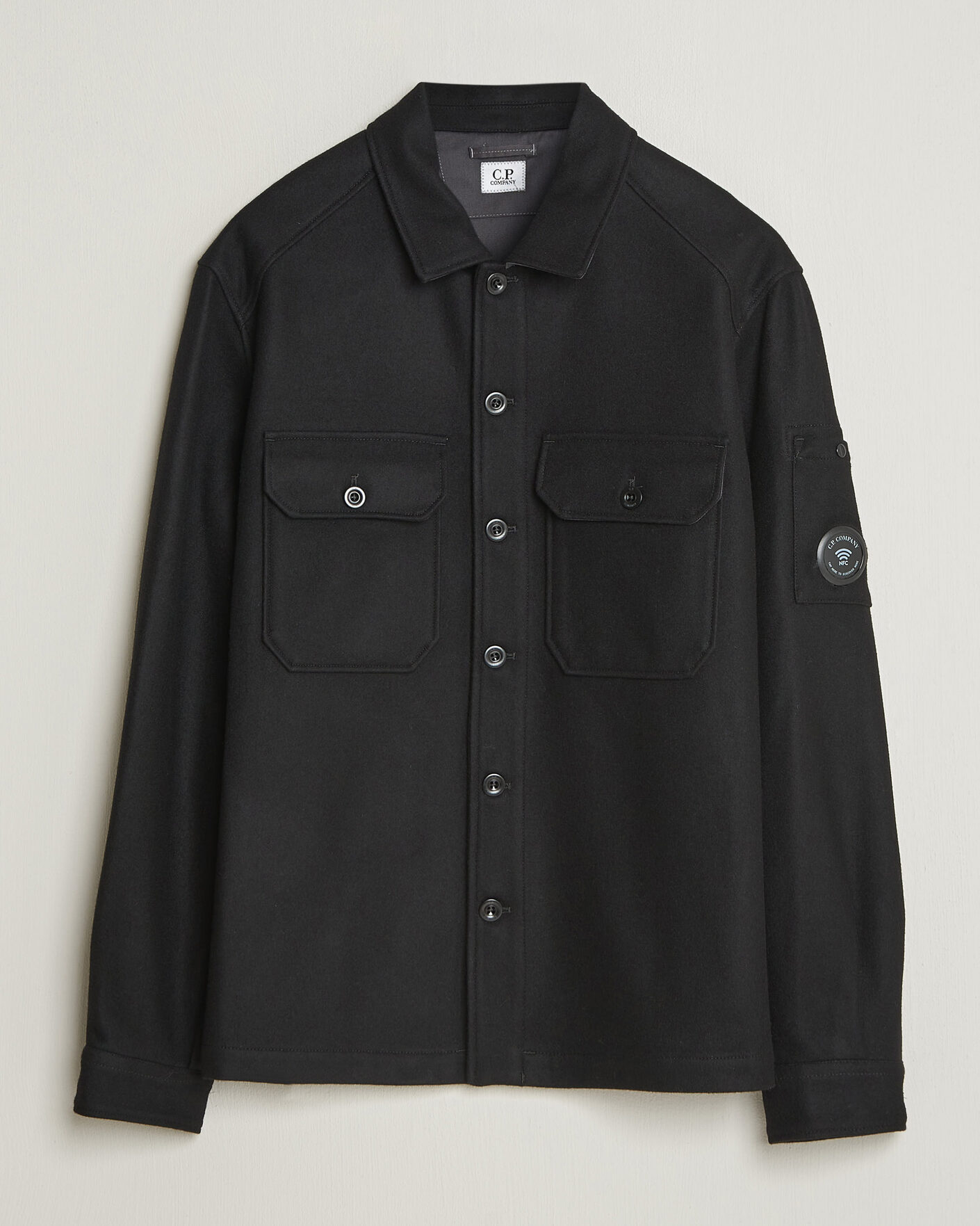 Men | Coats & Jackets | C.P. Company | Felted Wool Overshirt Black
