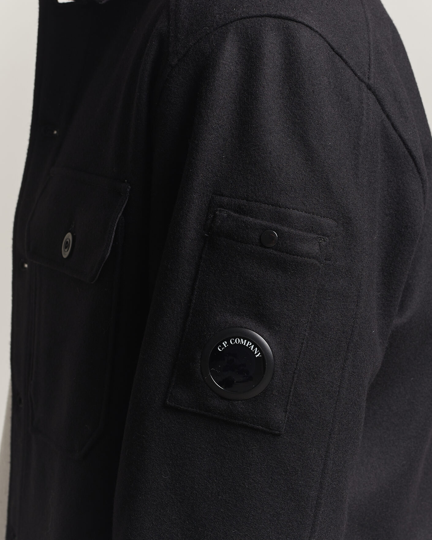 Men | Coats & Jackets | C.P. Company | Felted Wool Overshirt Black