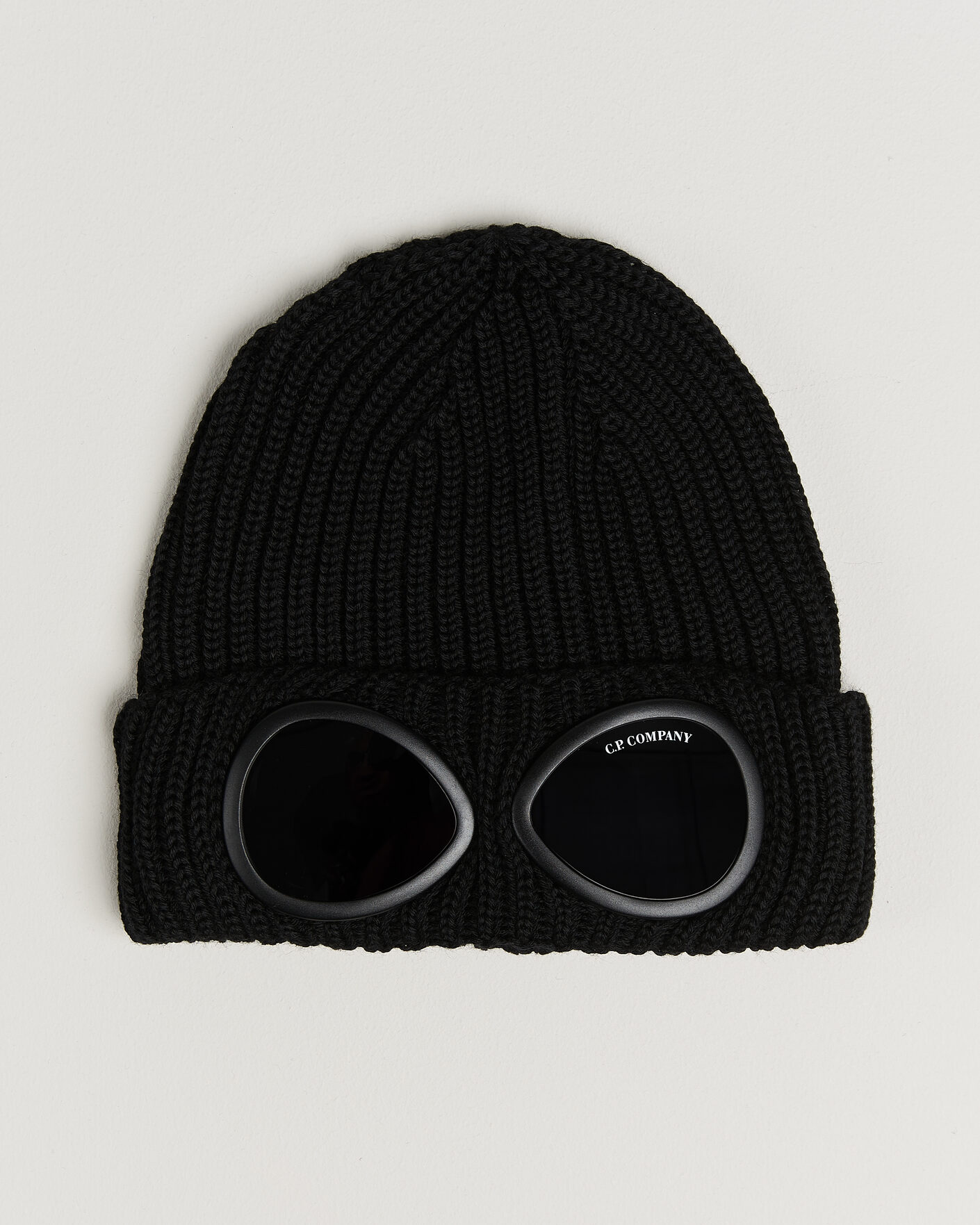 Men | Beanies | C.P. Company | Knitted Merino Goggle Beanie Black