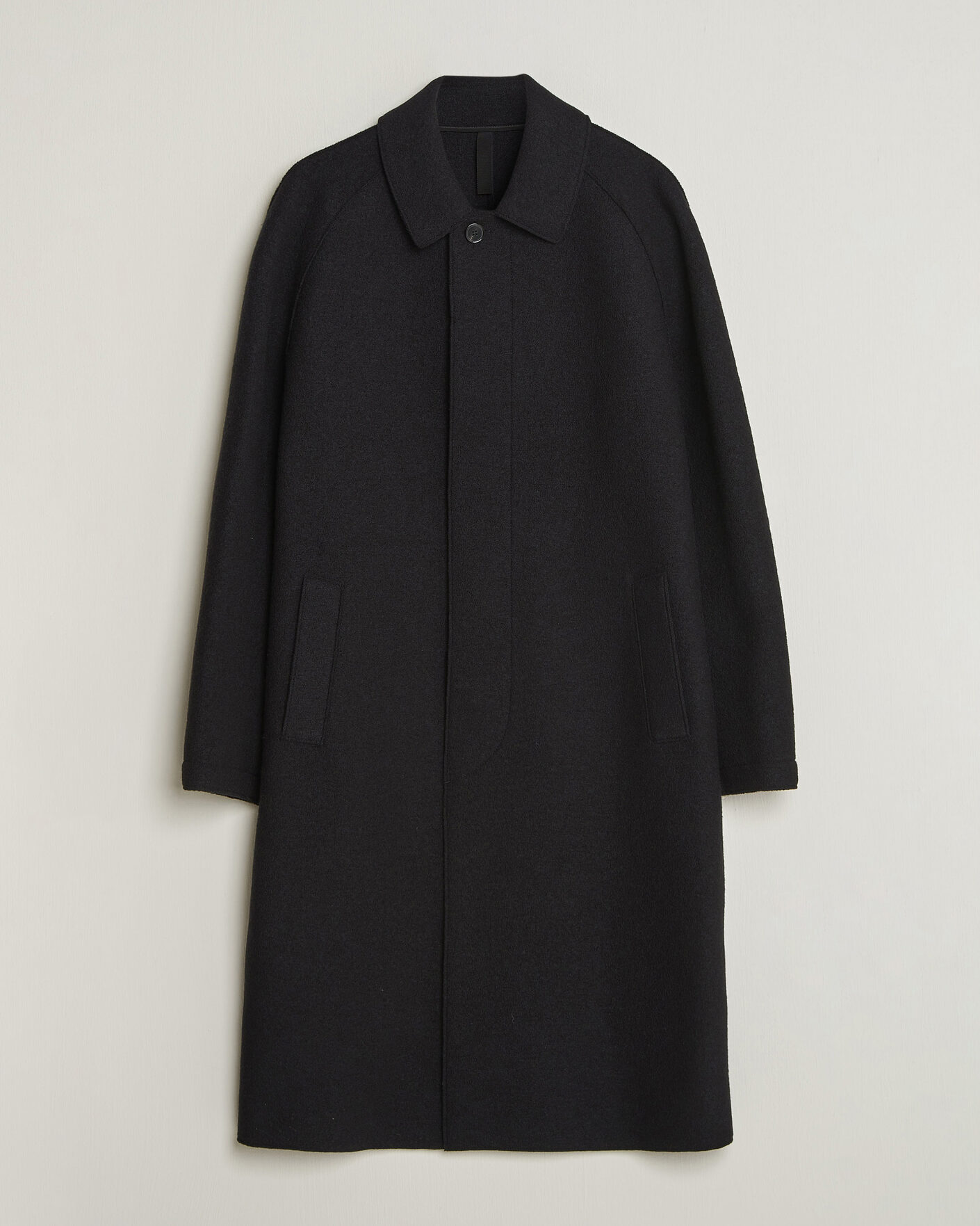 Men | Coats & Jackets | Harris Wharf London | Boiled Wool Fly Front Balmacan Coat Black