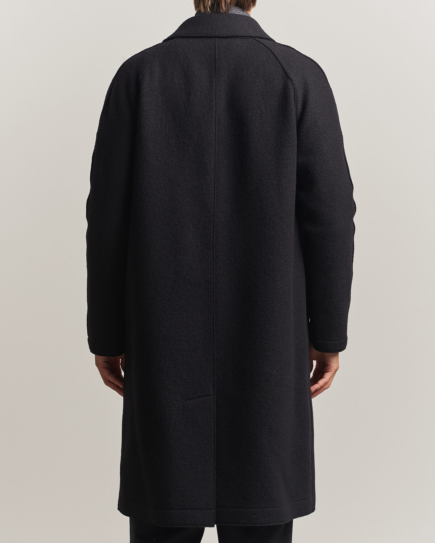 Men | Coats & Jackets | Harris Wharf London | Boiled Wool Fly Front Balmacan Coat Black