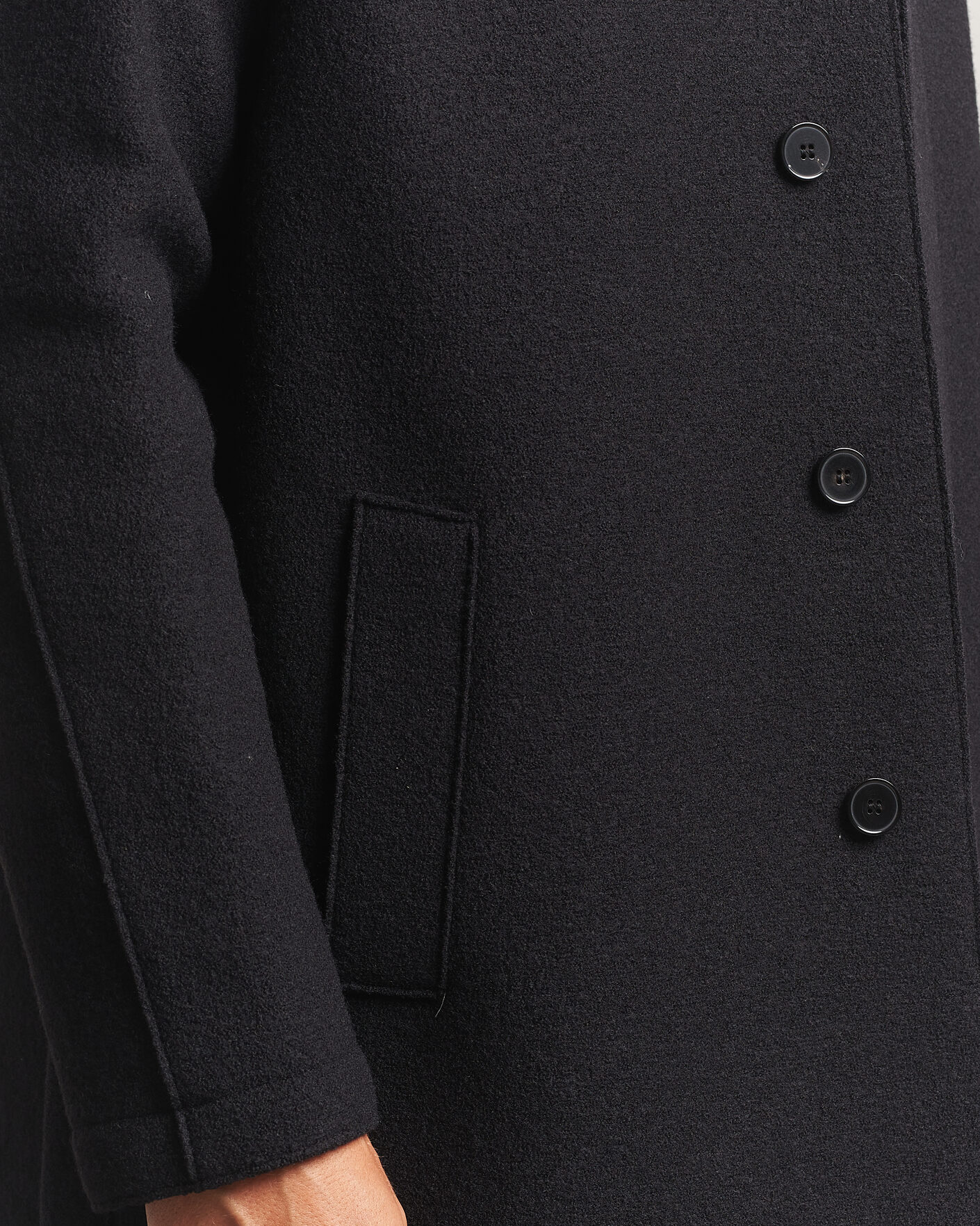 Men | Coats & Jackets | Harris Wharf London | Boiled Wool Fly Front Balmacan Coat Black