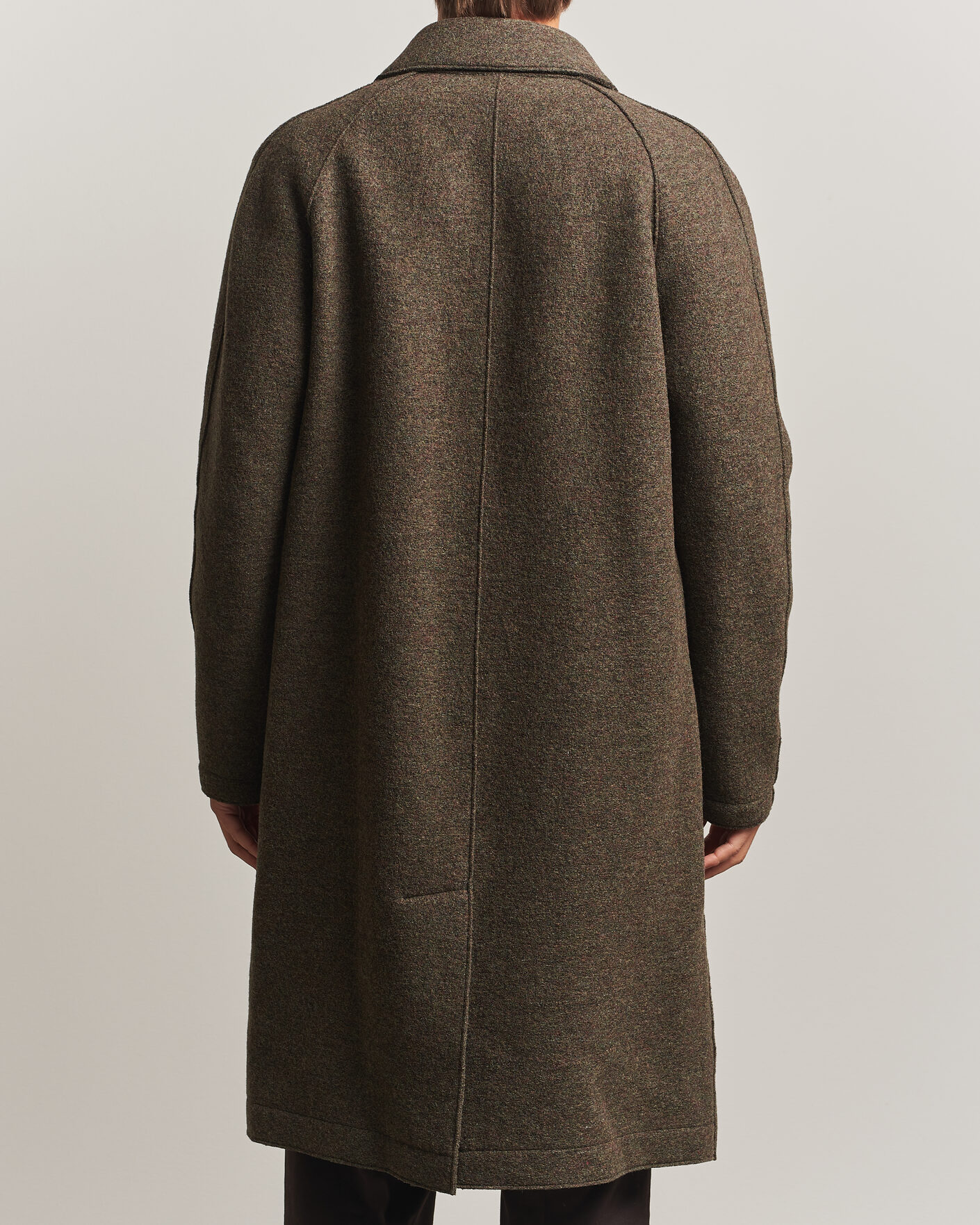 Men | Coats & Jackets | Harris Wharf London | Boiled Wool Fly Front Balmacan Coat Brown/Green