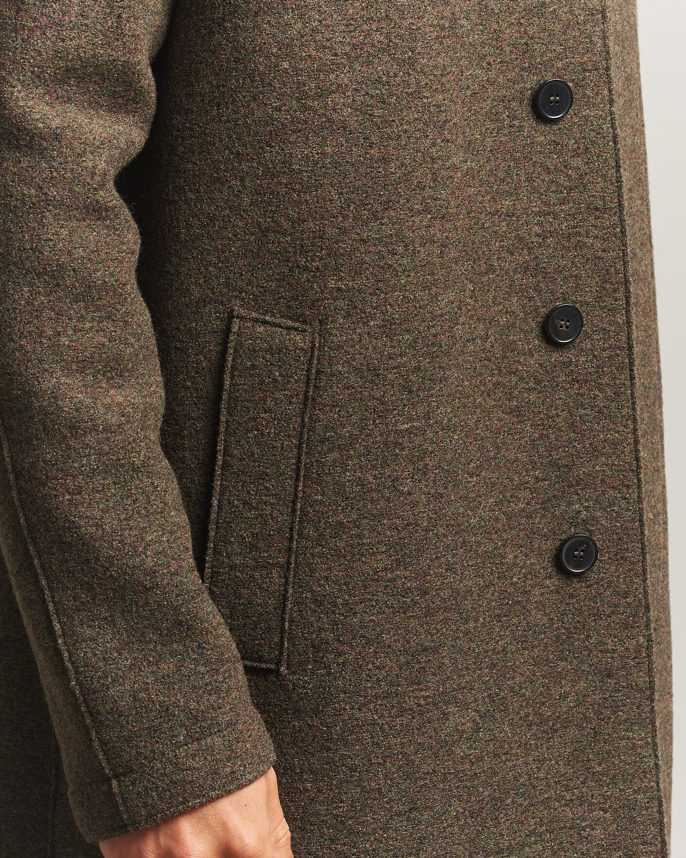 Men | Coats & Jackets | Harris Wharf London | Boiled Wool Fly Front Balmacan Coat Brown/Green