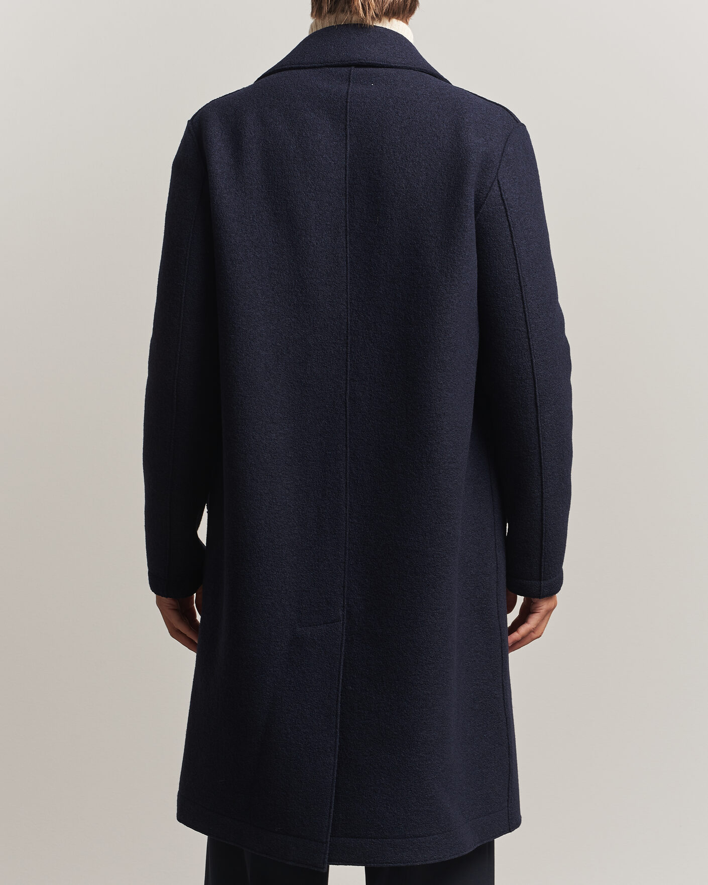 Men | Coats & Jackets | Harris Wharf London | Pressed Wool Long Peacoat Navy Blue