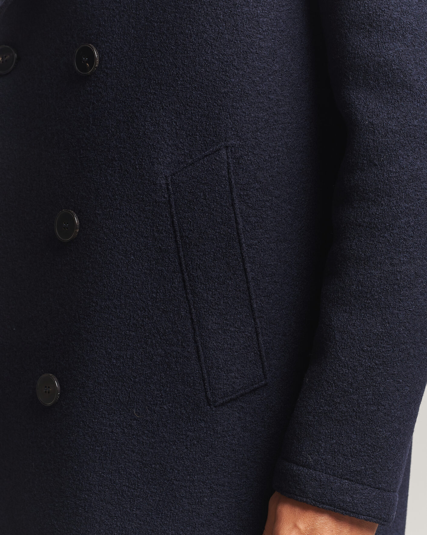 Men | Coats & Jackets | Harris Wharf London | Pressed Wool Long Peacoat Navy Blue