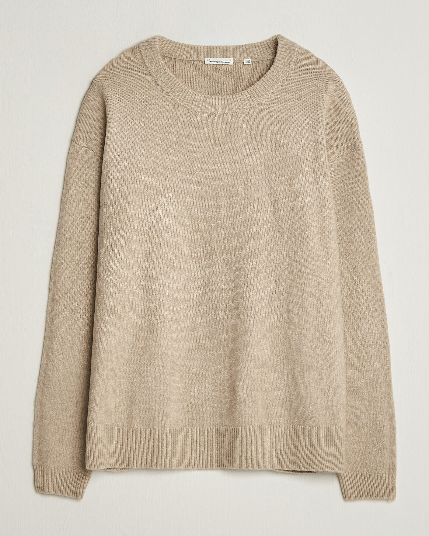 Men | Sweaters & Knitwear | KnowledgeCotton Apparel | Knitted Crewneck Feather Grey