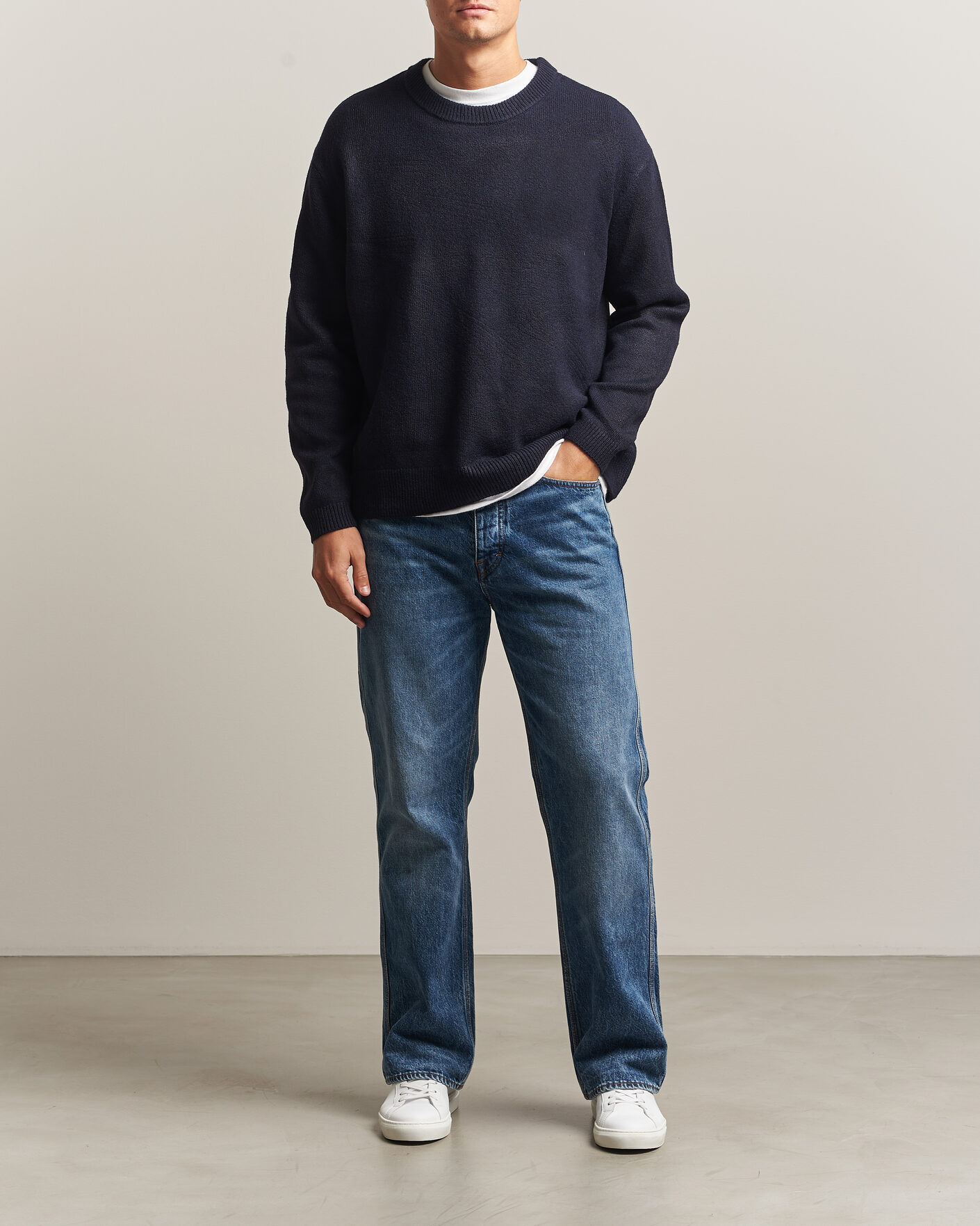 Men | Sweaters & Knitwear | KnowledgeCotton Apparel | Knitted Crewneck Night Sky