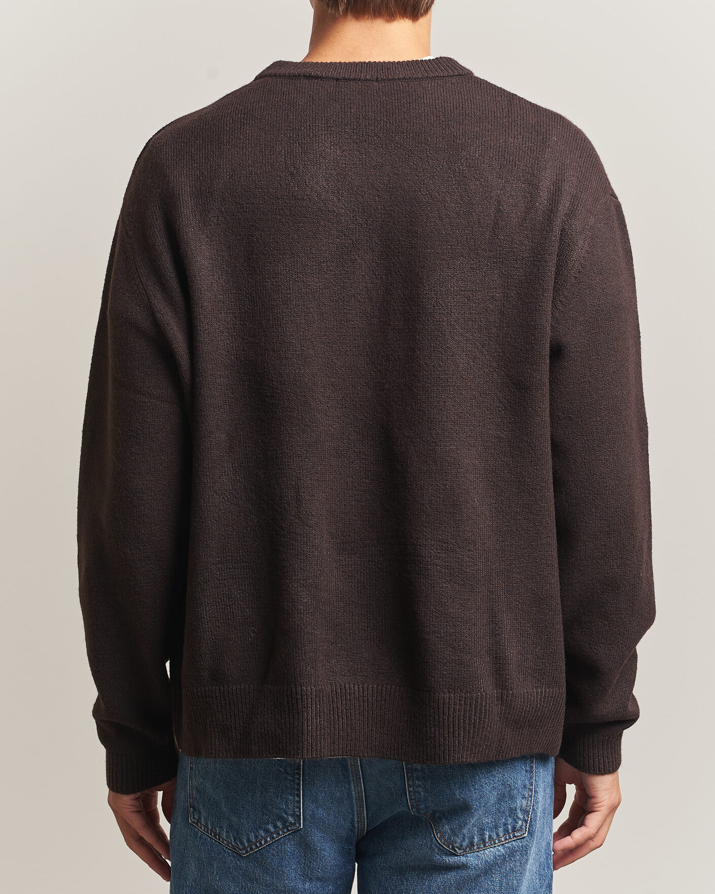 Men | Sweaters & Knitwear | KnowledgeCotton Apparel | Knitted Crewneck Chocolate Tort