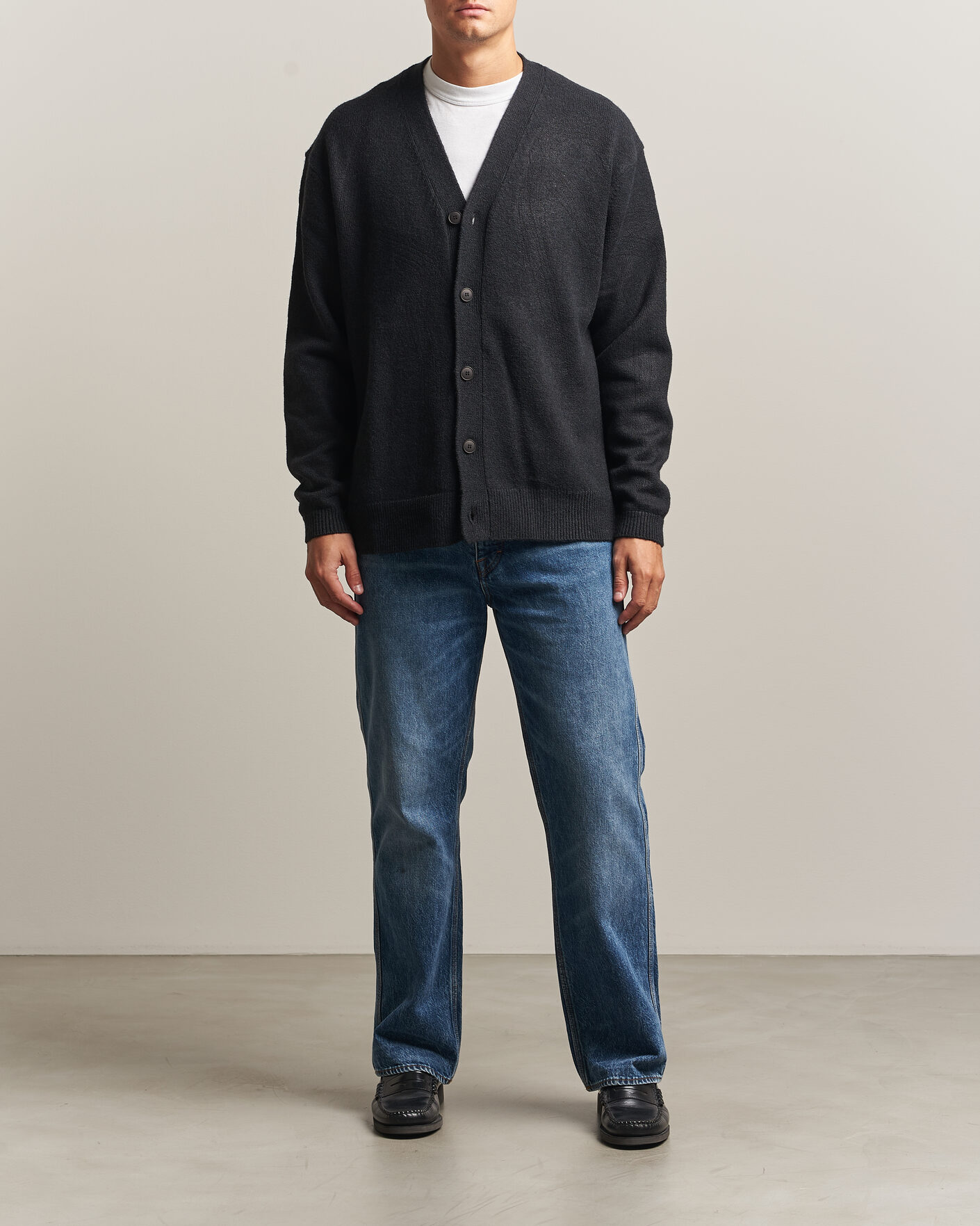 Men | Sweaters & Knitwear | KnowledgeCotton Apparel | Knitted Cardigan Black