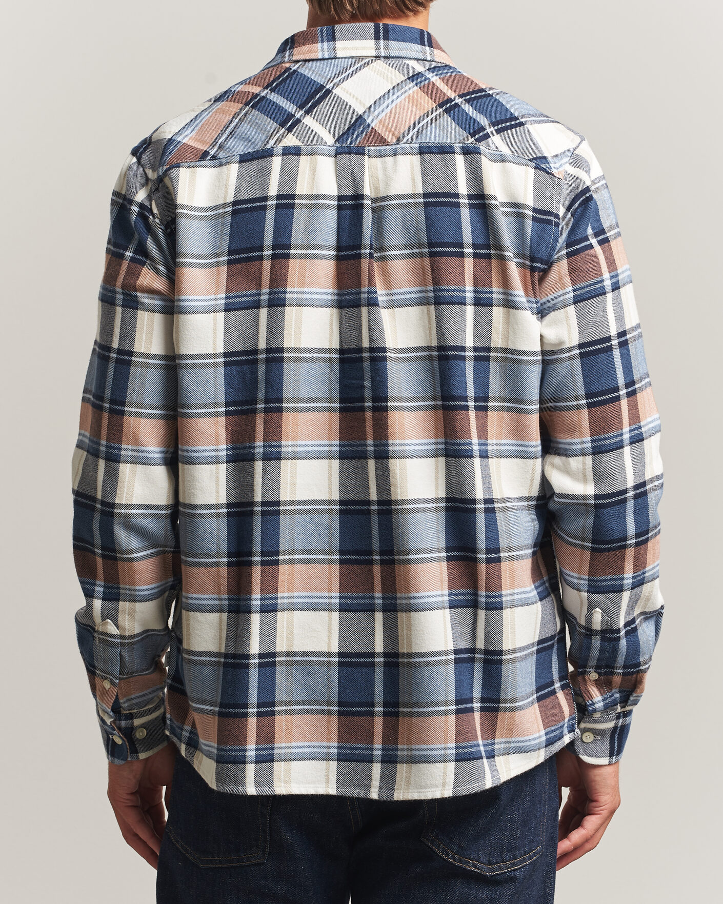 Men | Shirts | KnowledgeCotton Apparel | Regular Fit Check Melange Flannel Shirt Navy