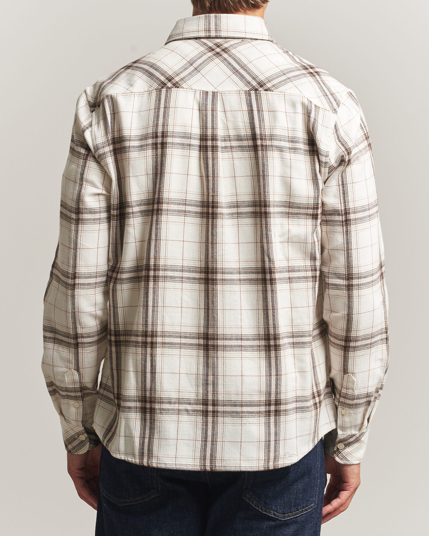 Men | Shirts | KnowledgeCotton Apparel | Regular Fit Check Melange Flannel Shirt Cream