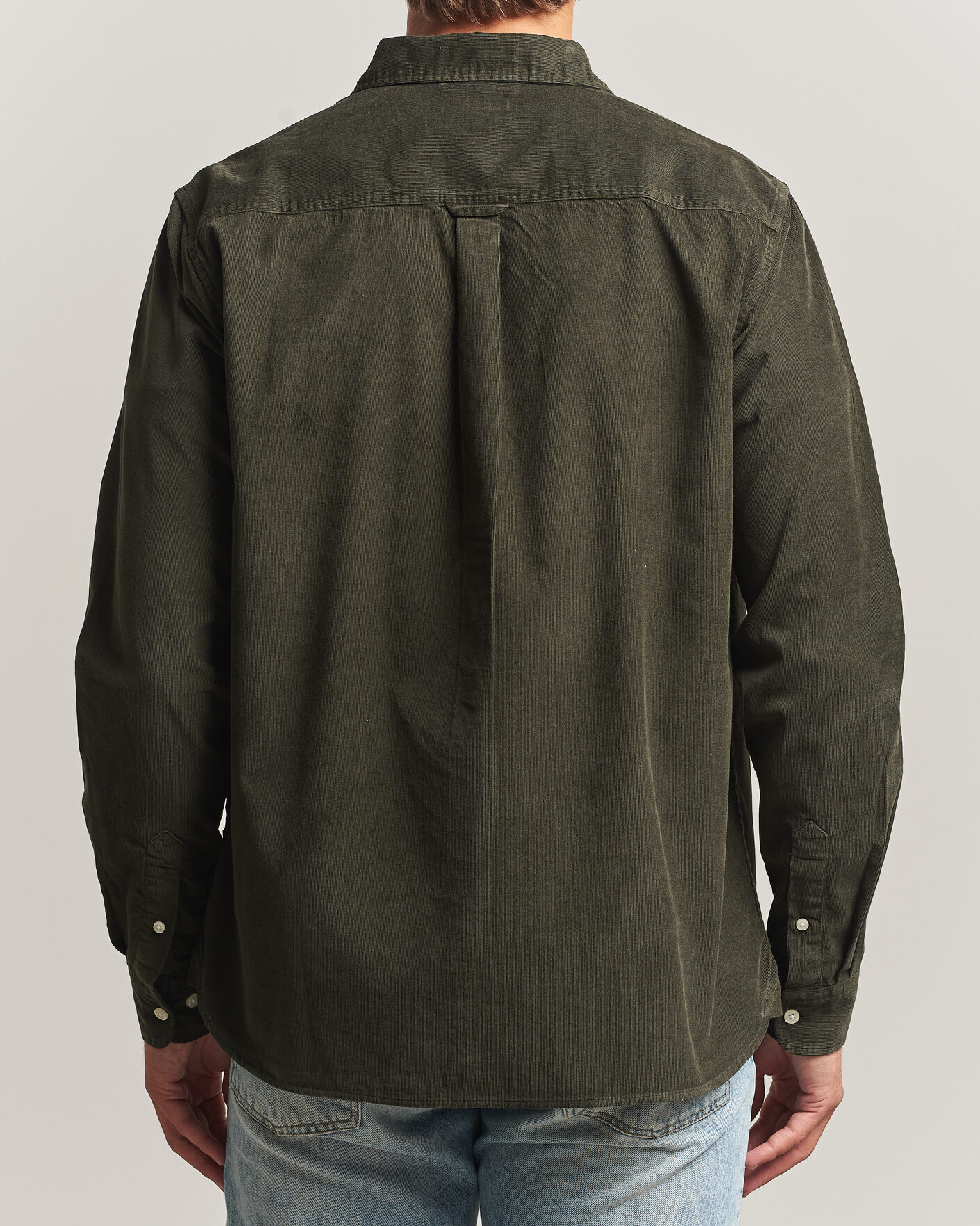 Men | Shirts | KnowledgeCotton Apparel | Regular Fit Cord Shirt Forest Night