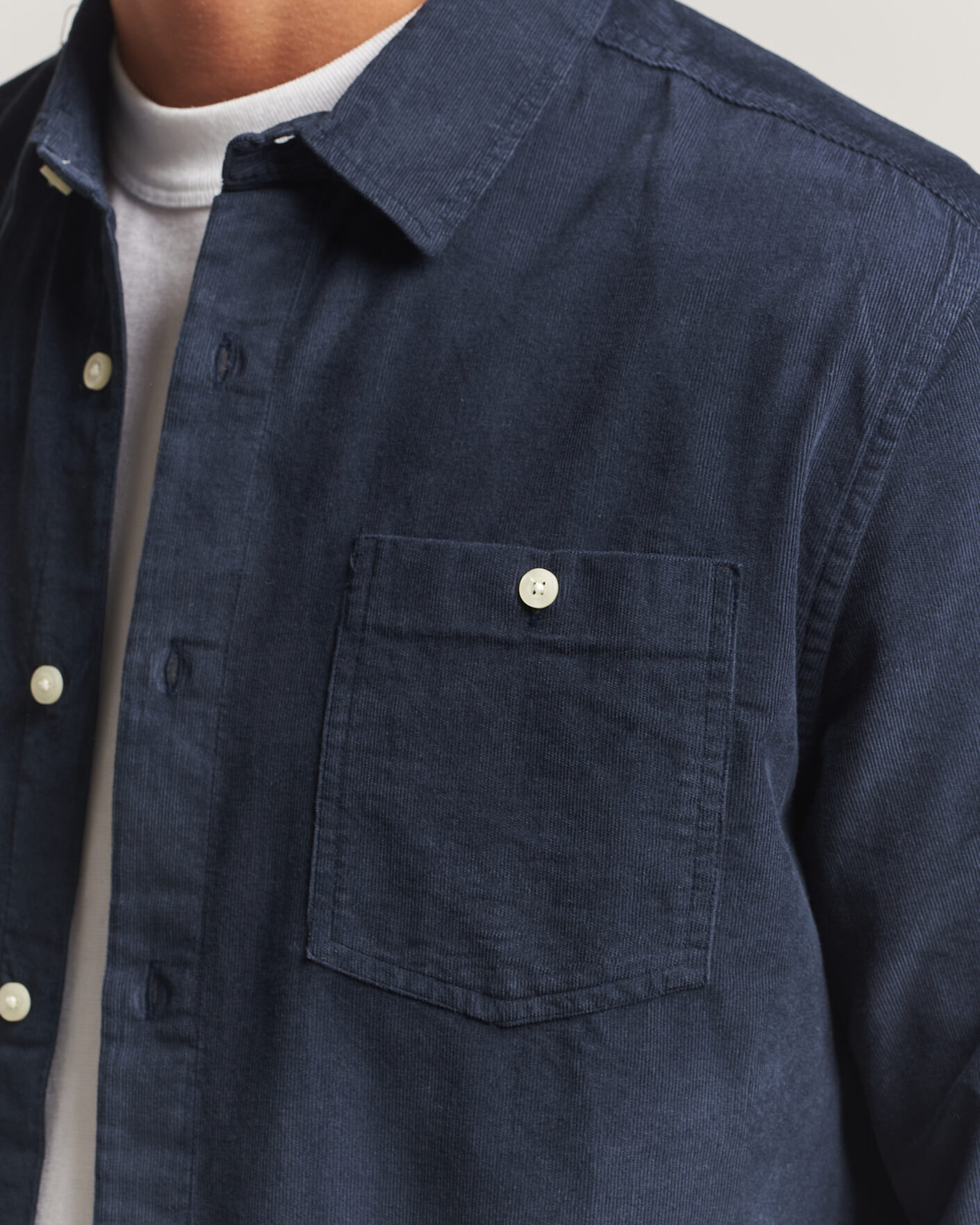Men | Shirts | KnowledgeCotton Apparel | Regular Fit Cord Shirt Night Sky