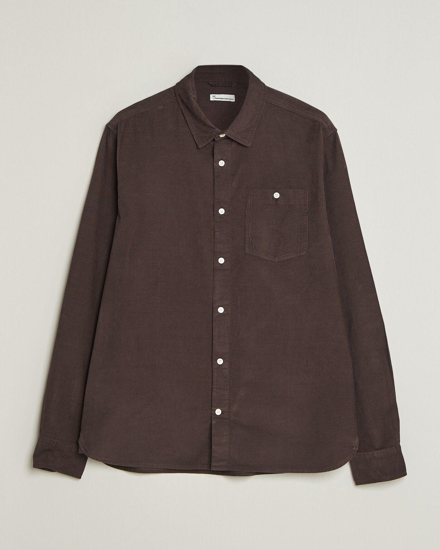 Men | Shirts | KnowledgeCotton Apparel | Regular Fit Cord Shirt Chocolate