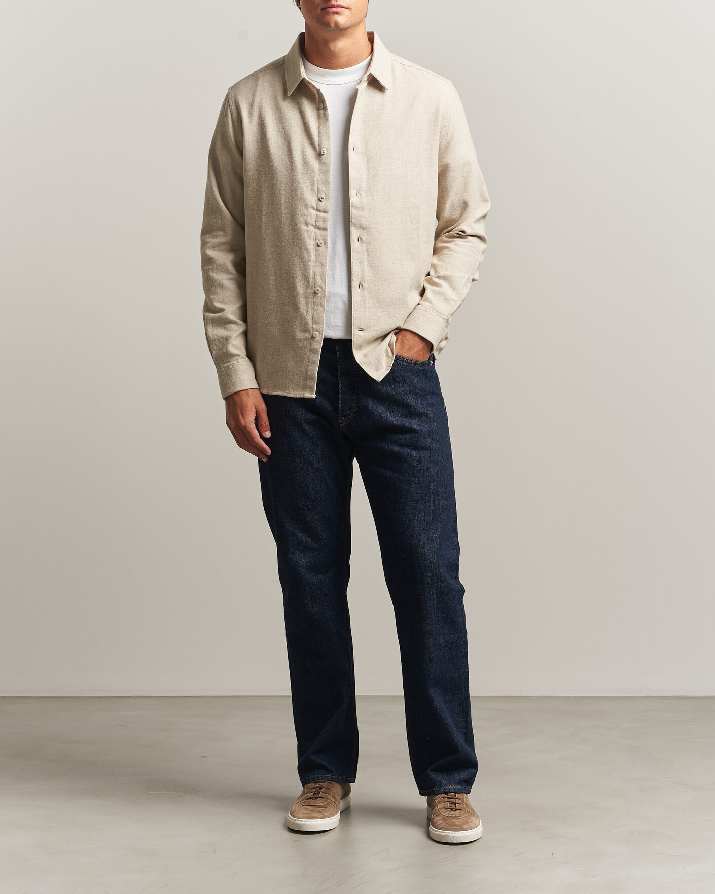 Men | Shirts | KnowledgeCotton Apparel | Regular Fit Melange Flannel Shirt Feather Grey