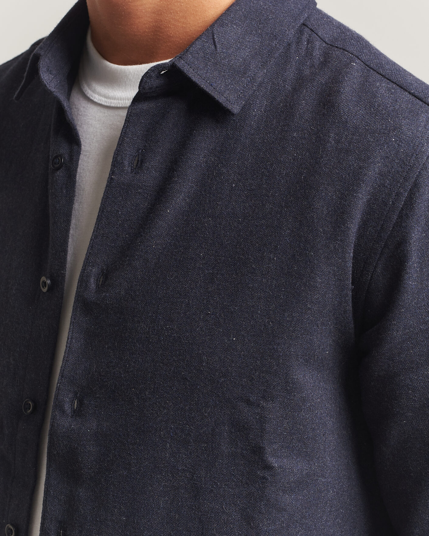 Men | Shirts | KnowledgeCotton Apparel | Regular Fit Melange Flannel Shirt Navy
