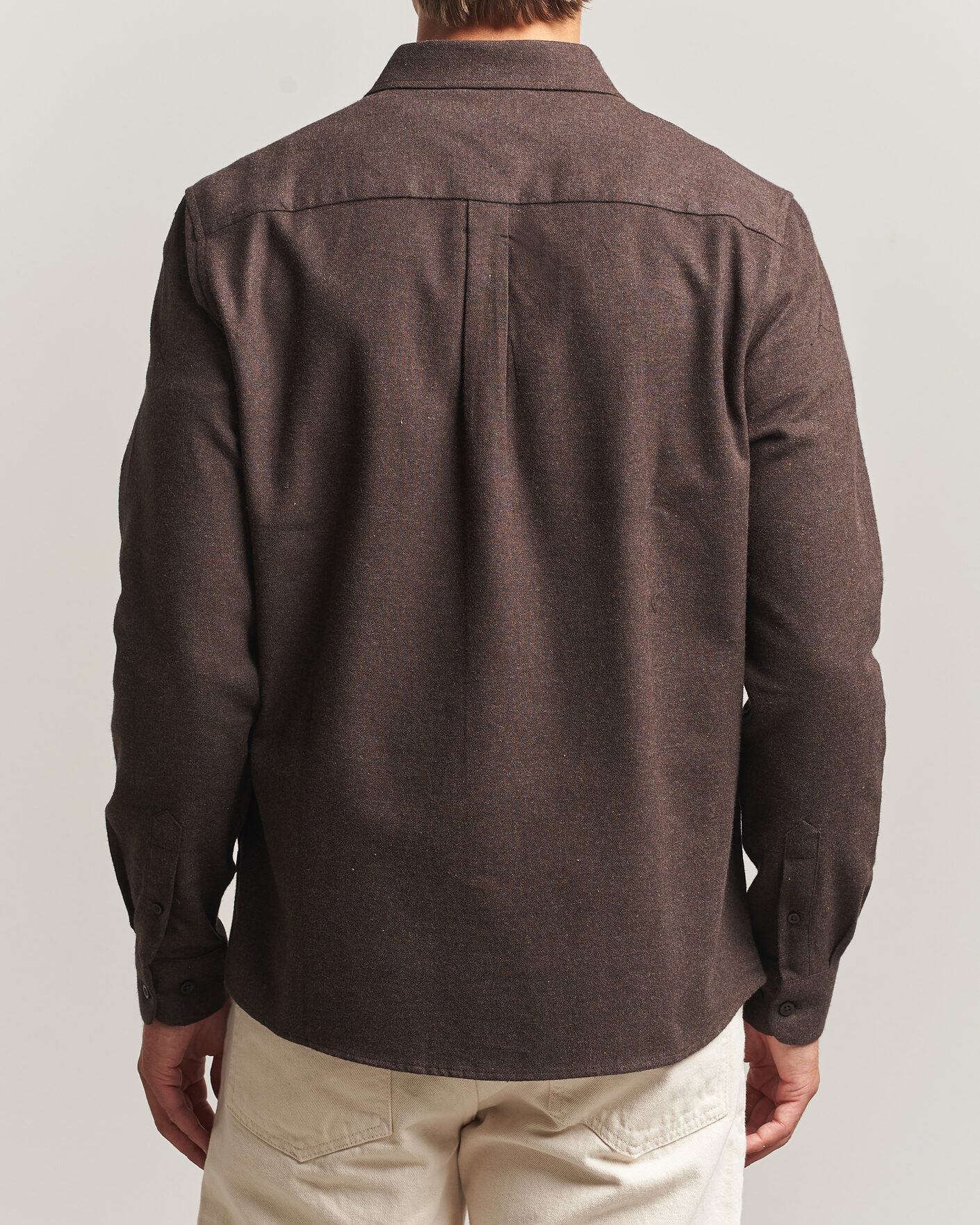Men | Shirts | KnowledgeCotton Apparel | Regular Fit Melange Flannel Shirt Chocolate