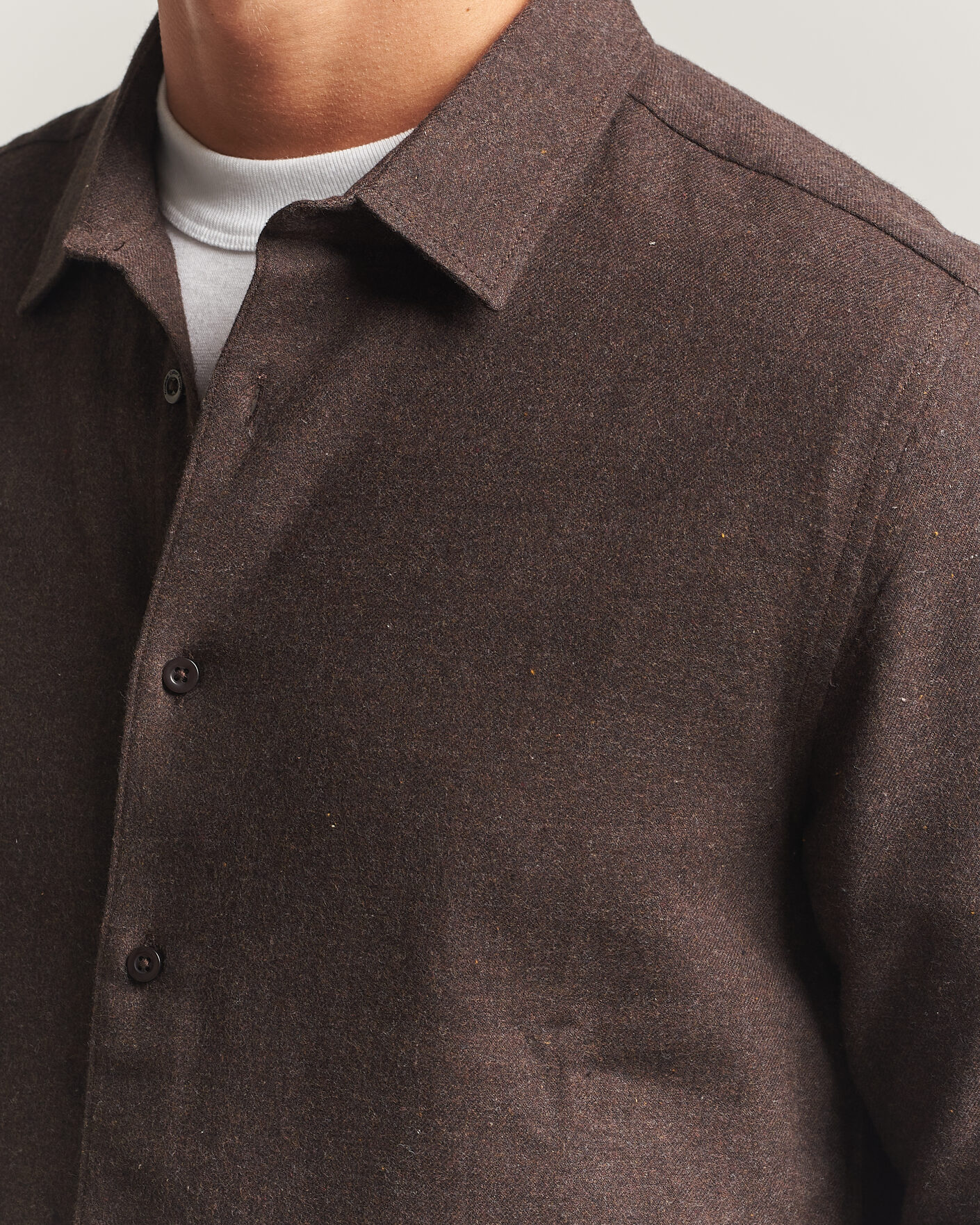 Men | Shirts | KnowledgeCotton Apparel | Regular Fit Melange Flannel Shirt Chocolate