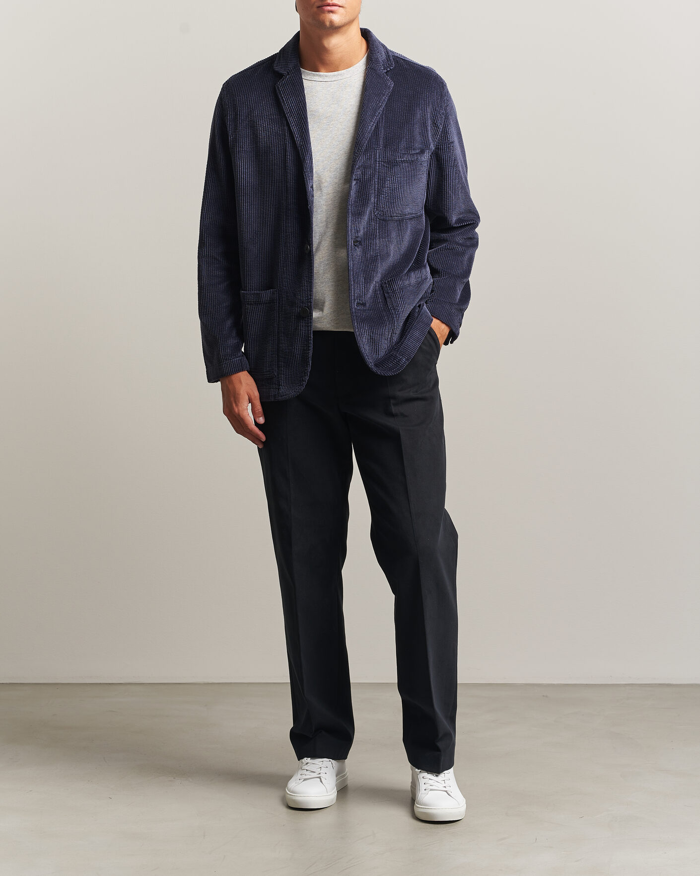 Men | Blazers | KnowledgeCotton Apparel | Cotton Corduroy Blazer Night Sky