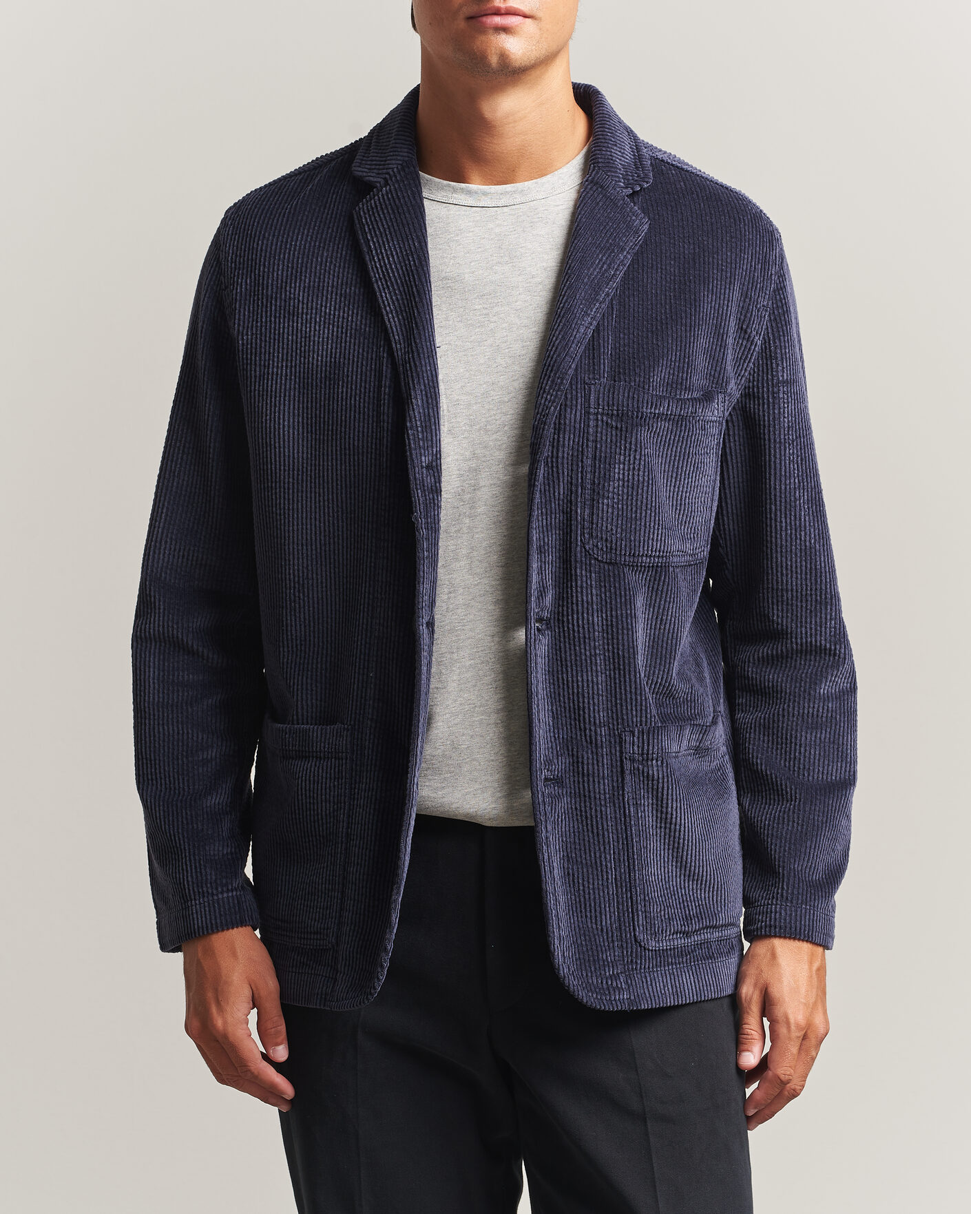 Men | Blazers | KnowledgeCotton Apparel | Cotton Corduroy Blazer Night Sky