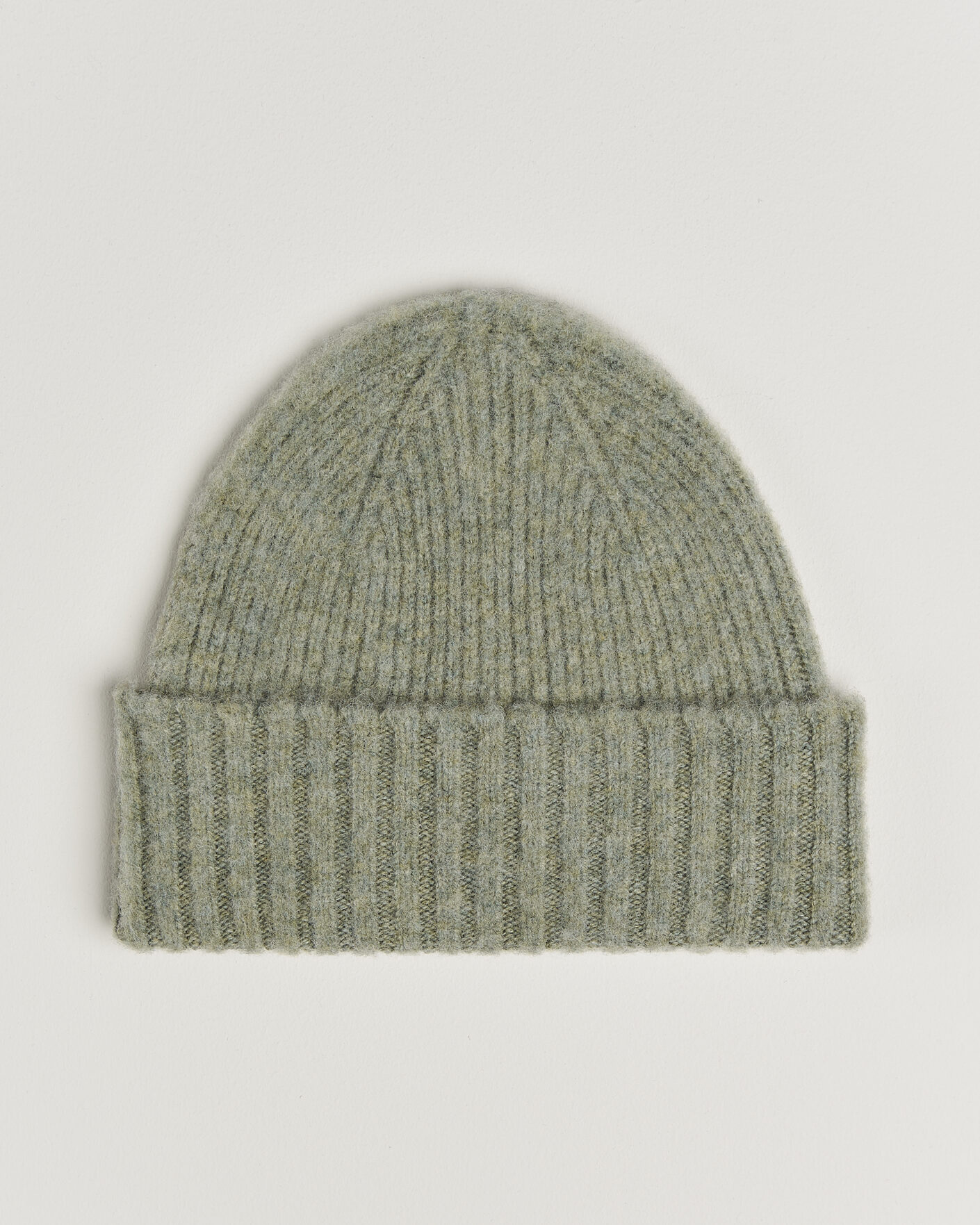 Men | Beanies | Robert Mackie | Rona Ribbed Shaggy Lambswool Beanie Light Green