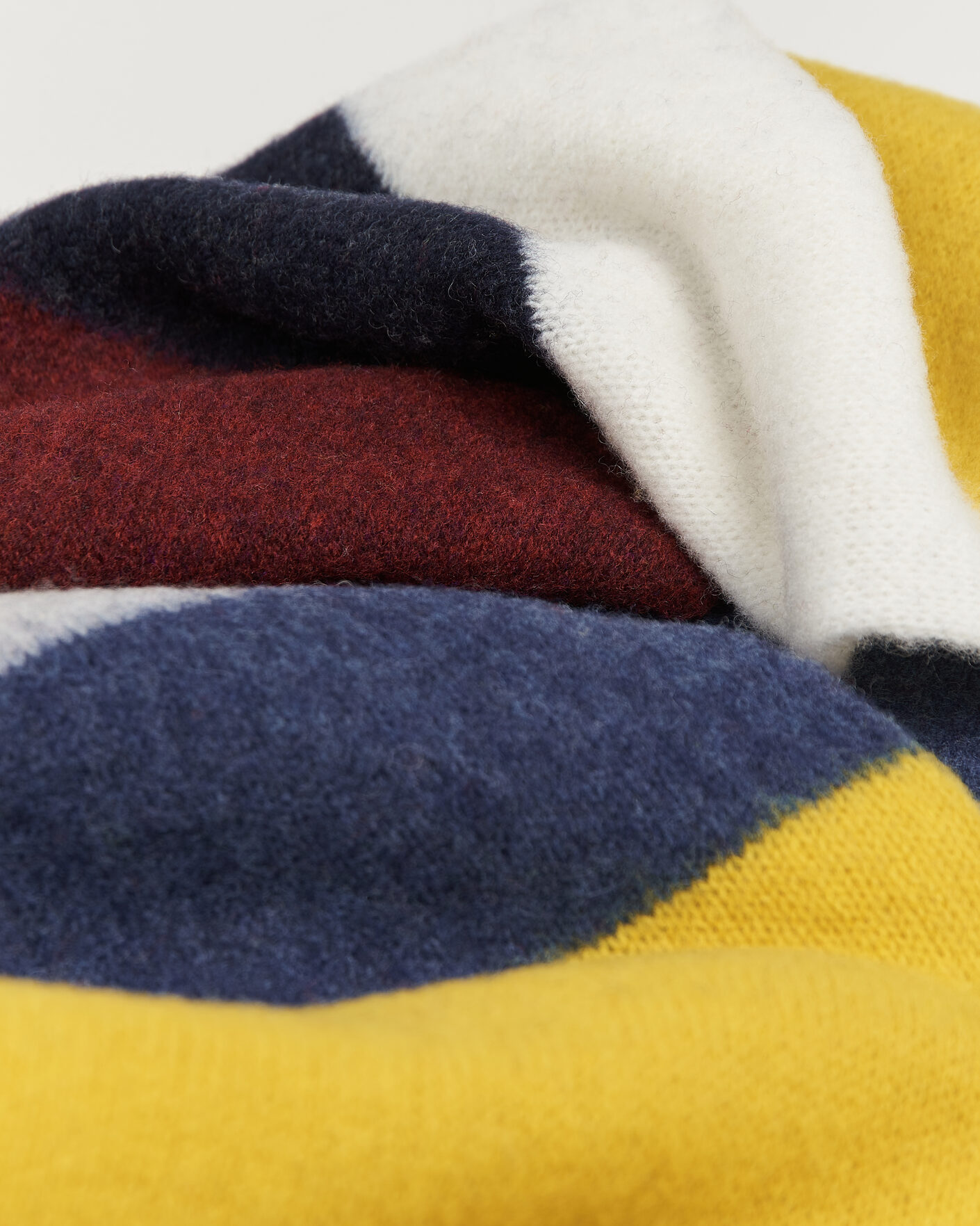 Men | Scarves | Robert Mackie | Rona Ribbed Shaggy Lambswool Scarf Yellow/Grey/Blue Mix