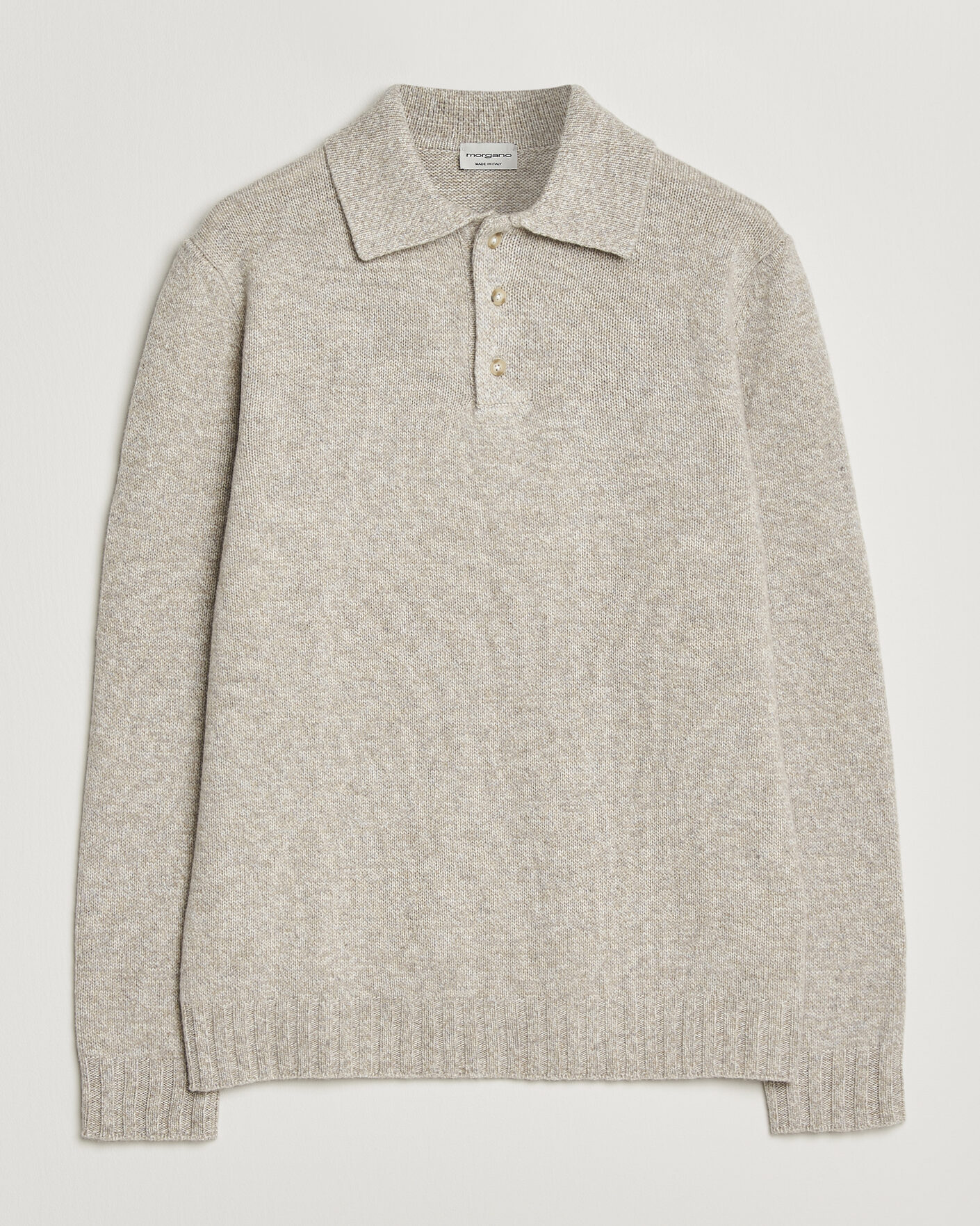 Men | Sweaters & Knitwear | Morgano | Wool/Cashmere Knitted Polo Beige