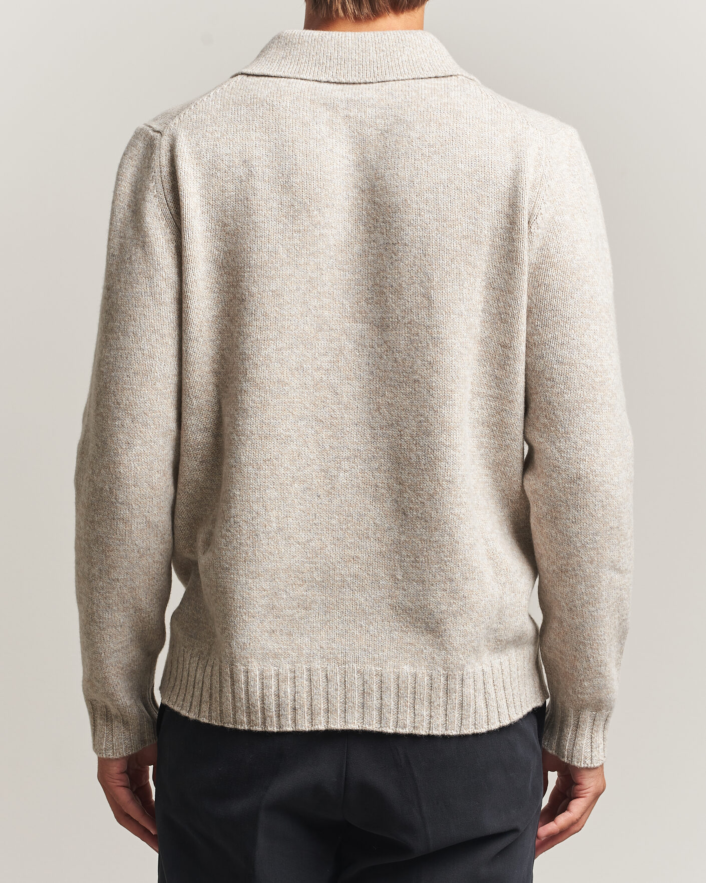 Men | Sweaters & Knitwear | Morgano | Wool/Cashmere Knitted Polo Beige