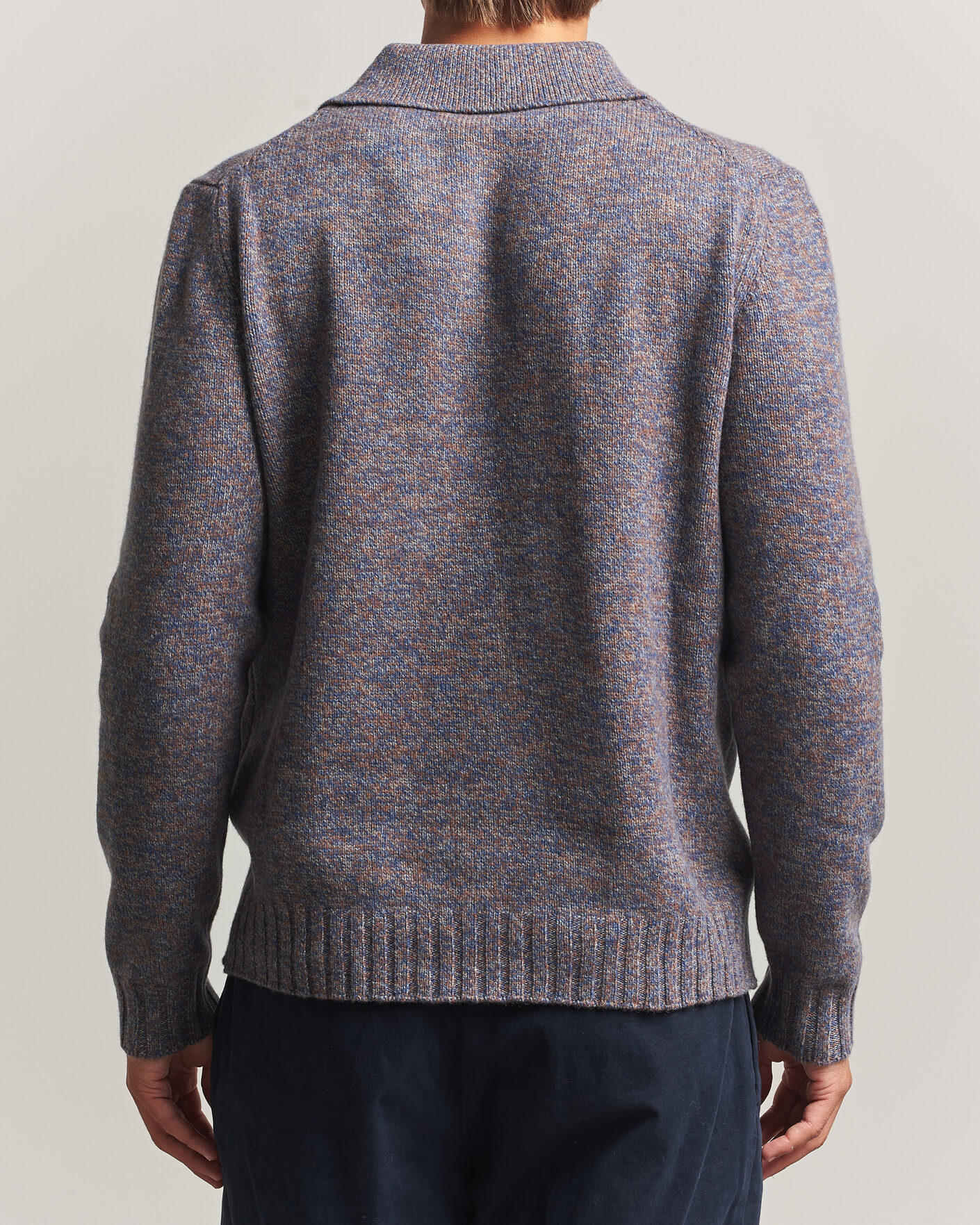 Men | Sweaters & Knitwear | Morgano | Wool/Cashmere Knitted Polo Blue
