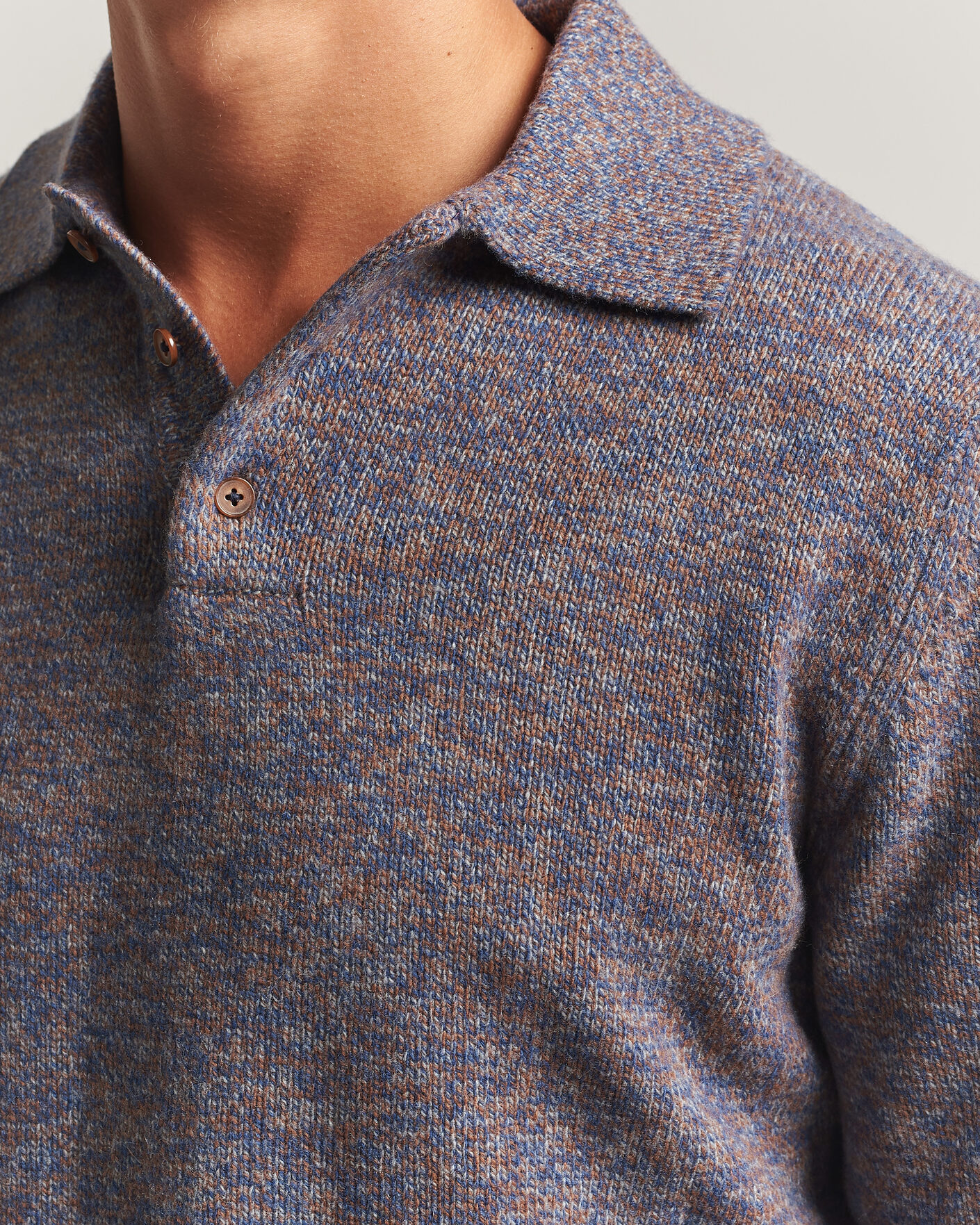 Men | Sweaters & Knitwear | Morgano | Wool/Cashmere Knitted Polo Blue