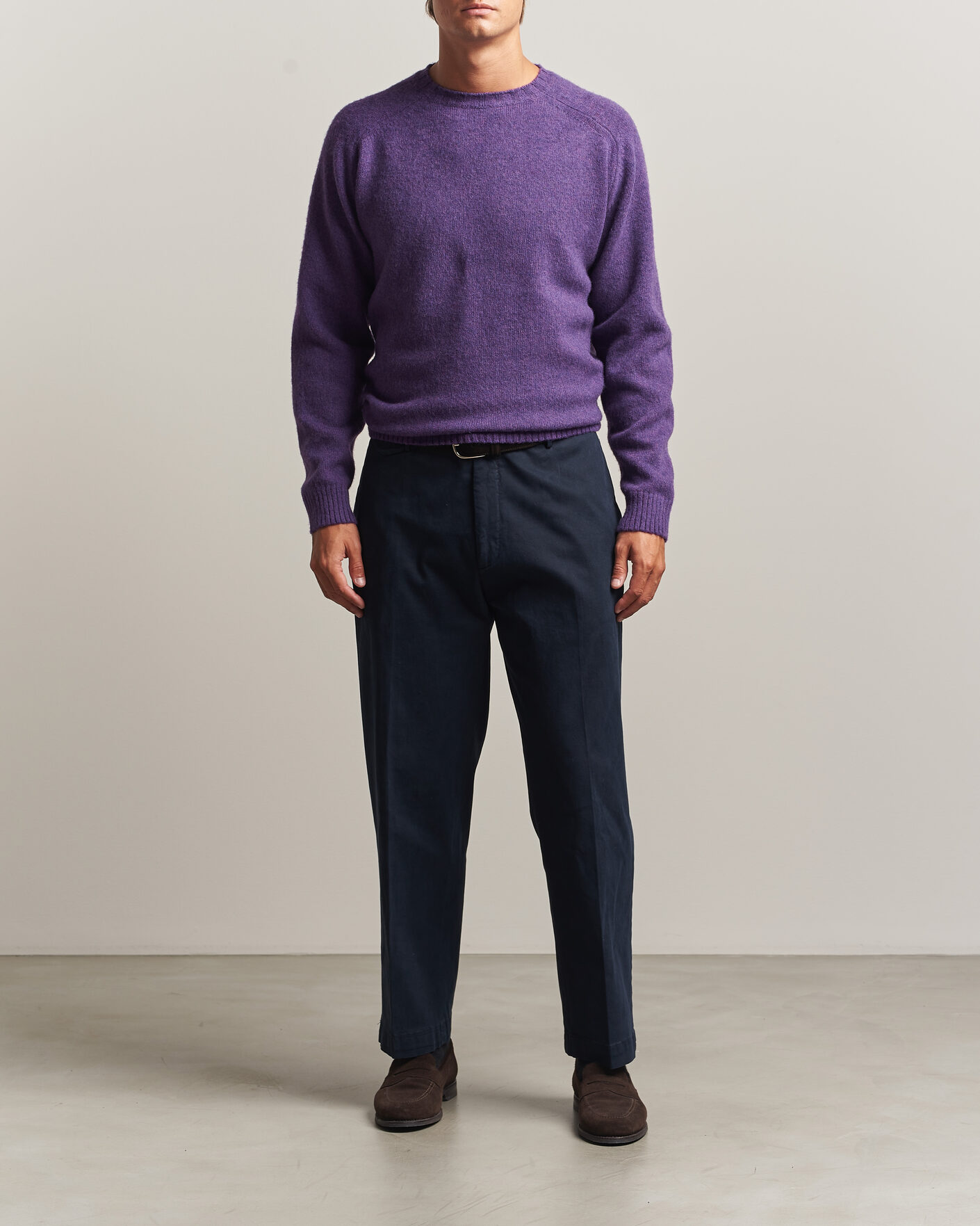 Men | Sweaters & Knitwear | Morgano | Brushed Wool Crewneck Purple