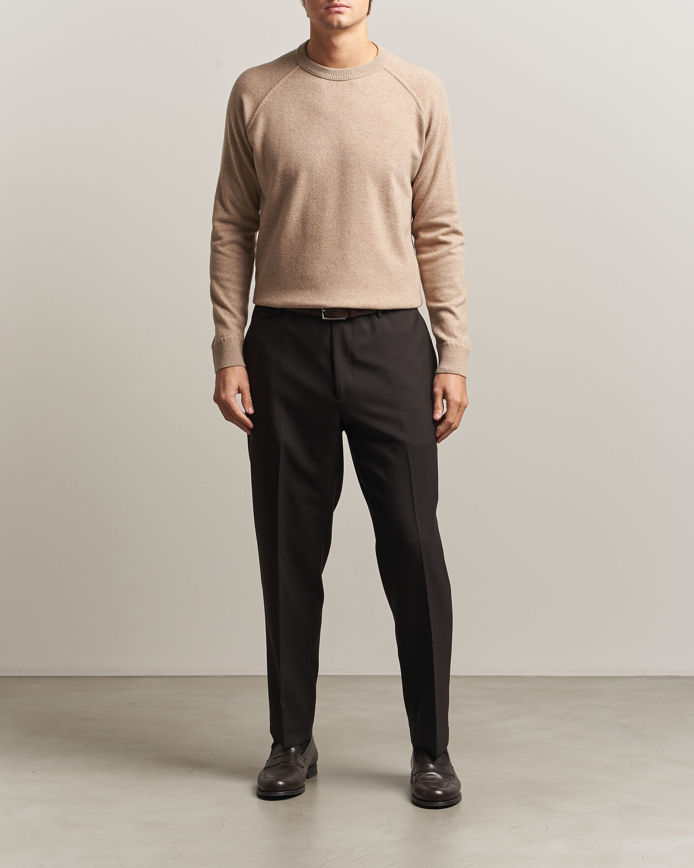 Men | Sweaters & Knitwear | Morgano | Wool/Cashmere Raglan Crew Beige