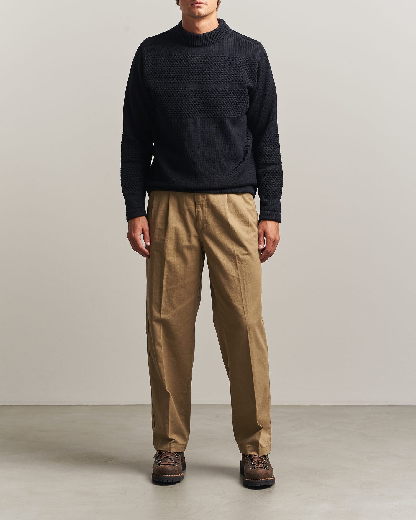 Men | Sweaters & Knitwear | S.N.S. Herning | Fisherman Mock Neck Navy Blue