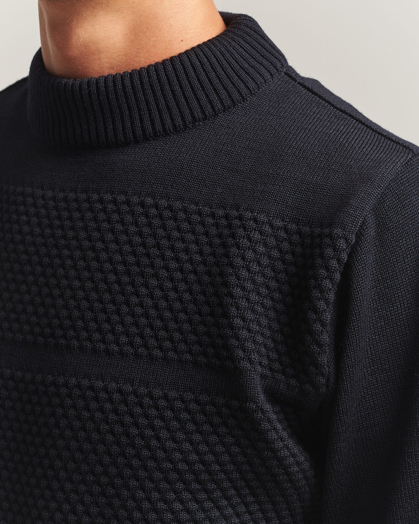 Men | Sweaters & Knitwear | S.N.S. Herning | Fisherman Mock Neck Navy Blue