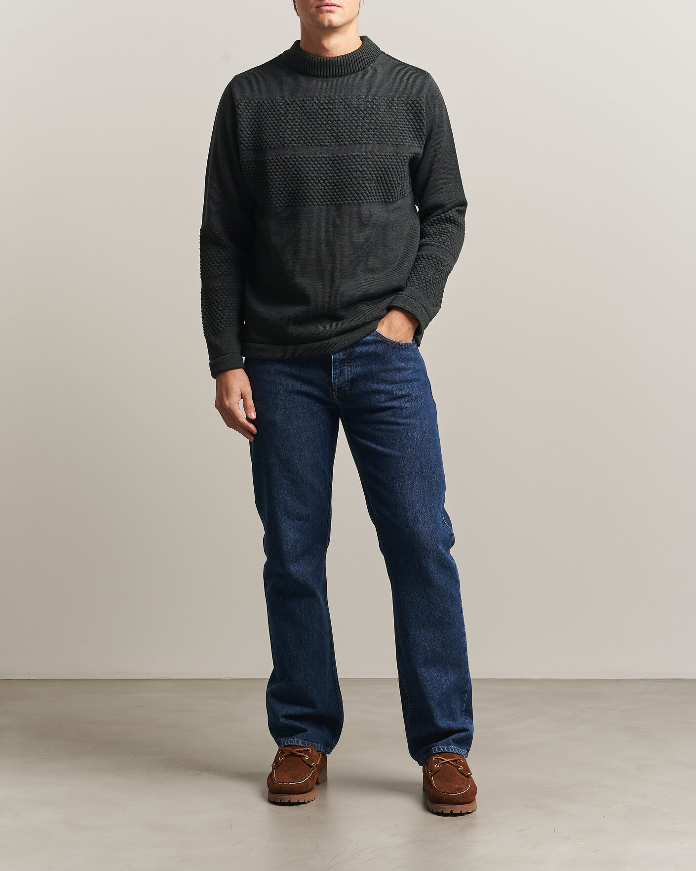 Men | Sweaters & Knitwear | S.N.S. Herning | Fisherman Mock Neck Terrain Green