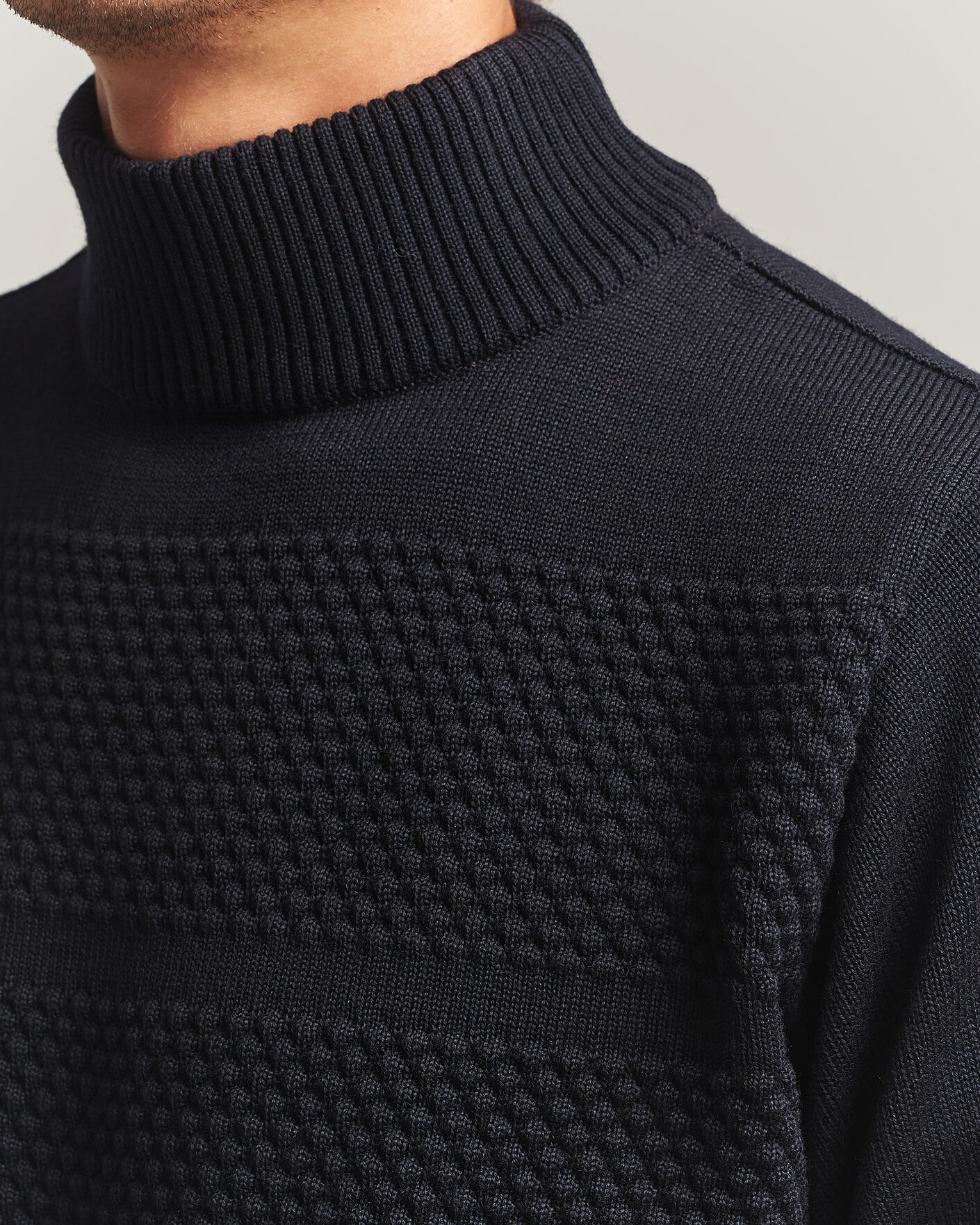 Men | Sweaters & Knitwear | S.N.S. Herning | Fisherman High Neck Navy Blue
